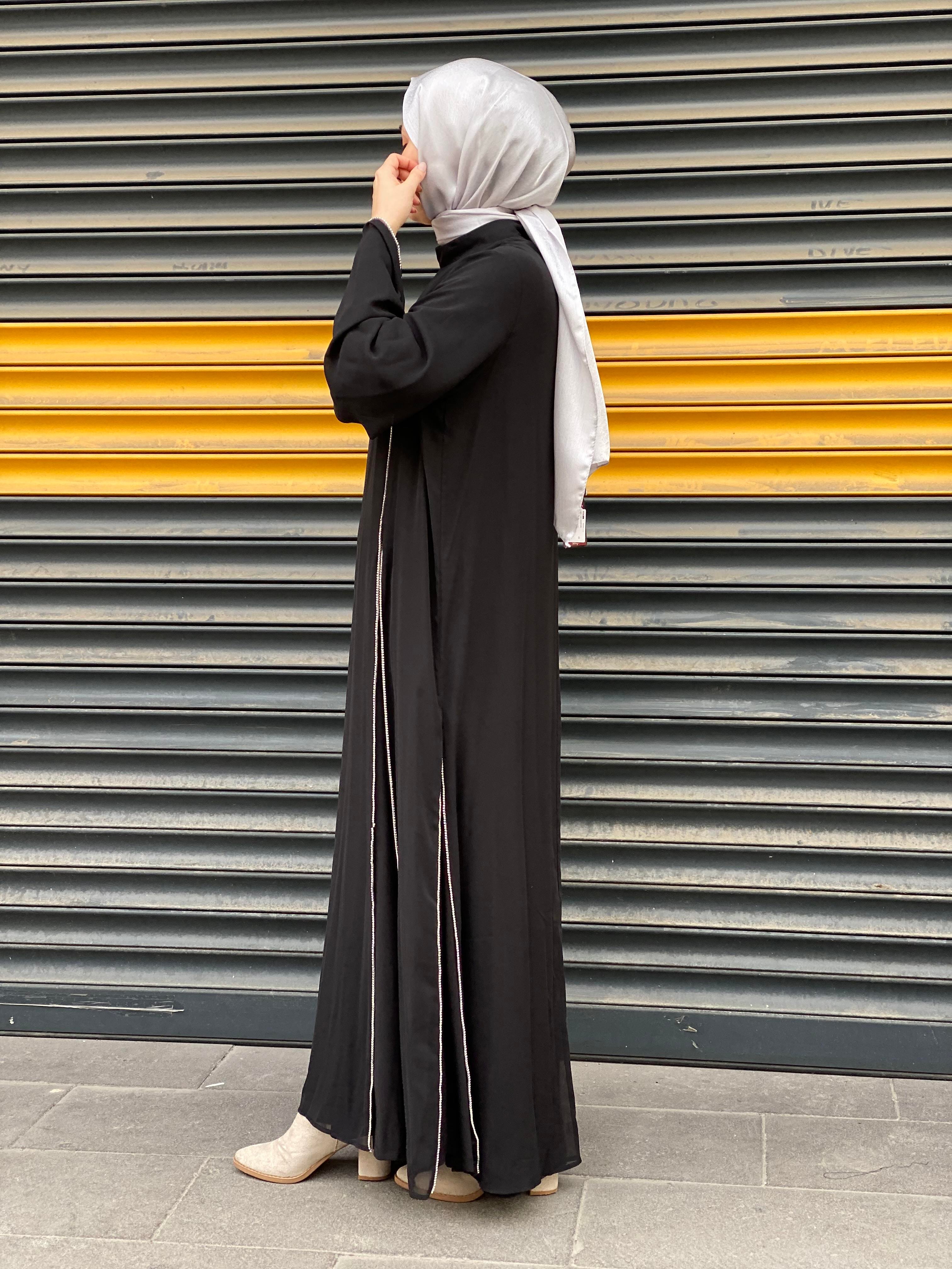 Tesettür 9561 Şifon Taş Detaylı Abaya