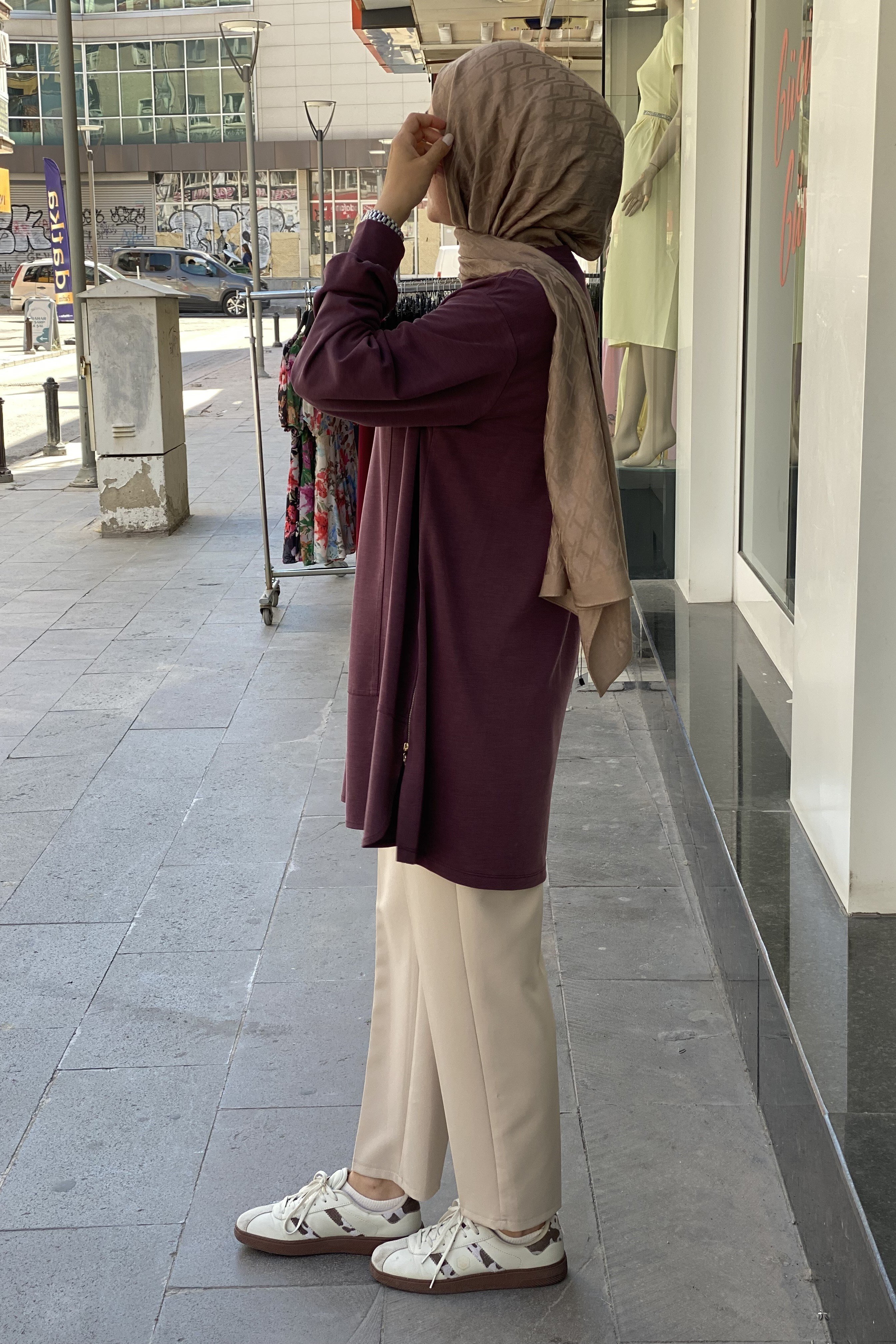 Tripen tesettür 3613 Yanları fermuarlı tunik