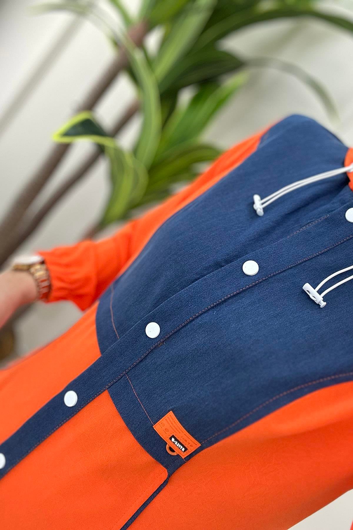 Giy ÇıkÖnü Düğmeli Tensel Garnili Kadın Giyçık Turuncu BRL 1056