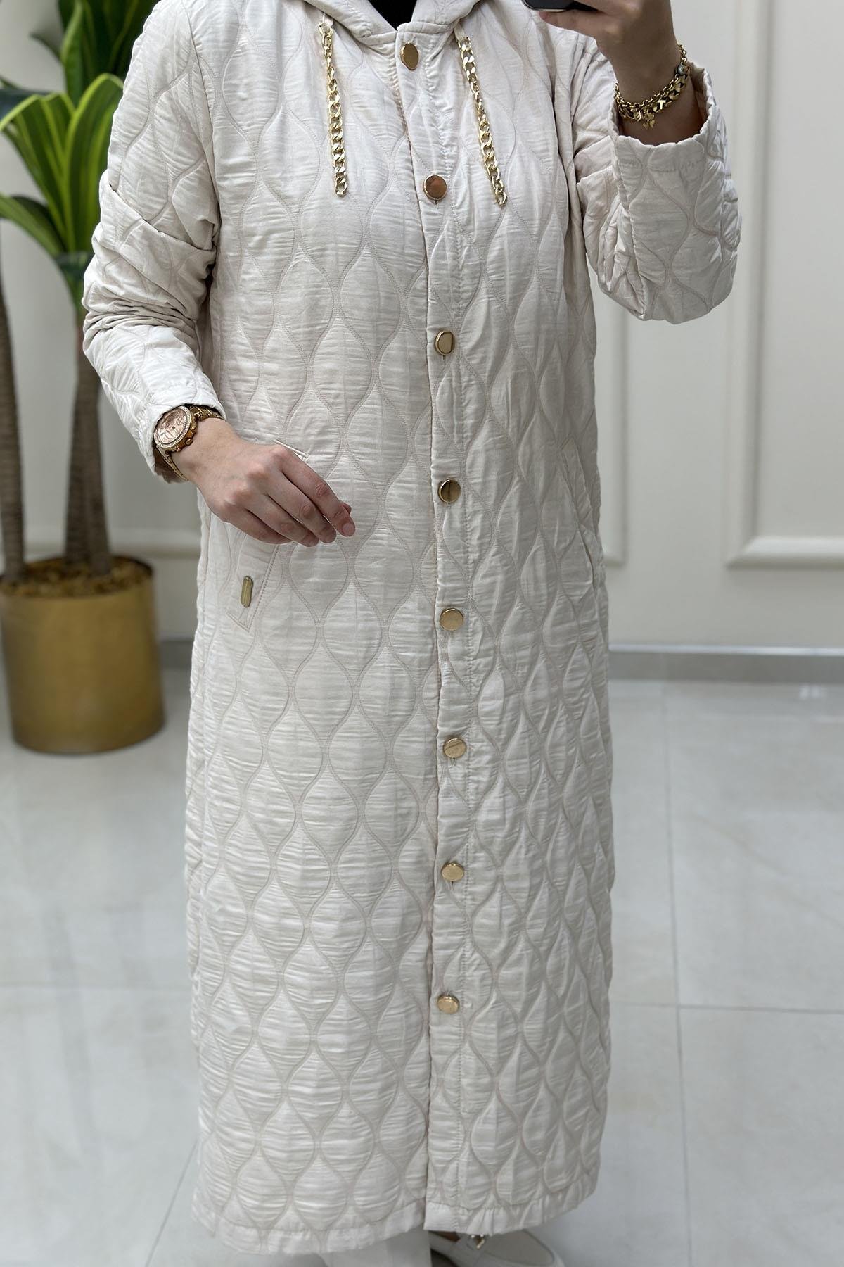 Giy ÇıkÖnü Düğmeli Zincir Detaylı Kadın Kapitone Giyçık Taş AKAY 111