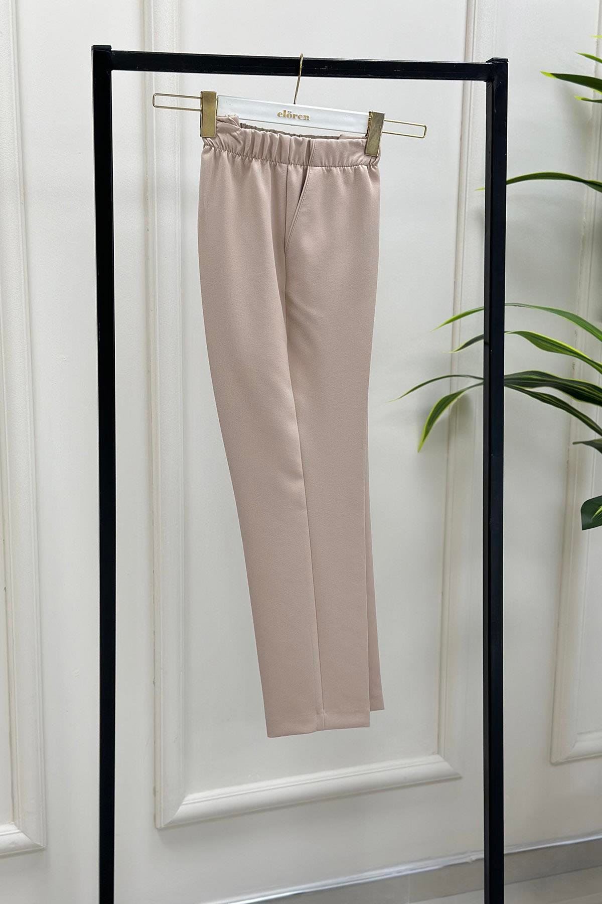 Pantolon Dar Paça Model Kadın Pantolon Bej 1309 
