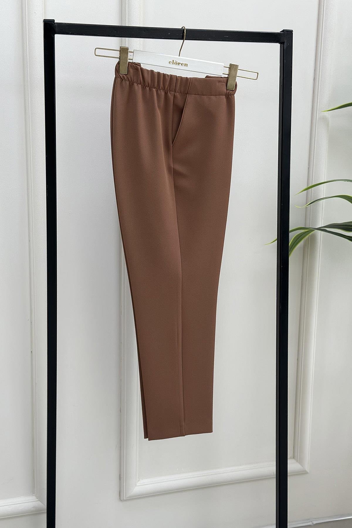 Pantolon Dar Paça Model Kadın Pantolon Koyu Vizon 1309 