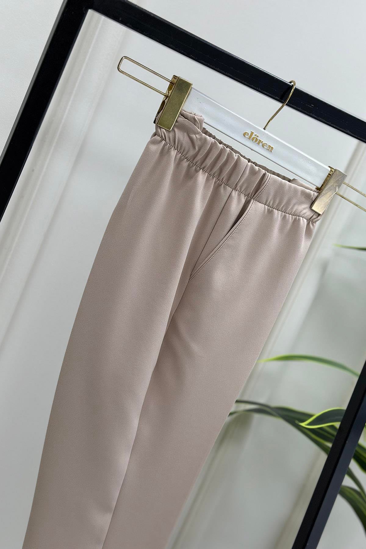 Pantolon Dar Paça Model Kadın Pantolon Bej 1309 