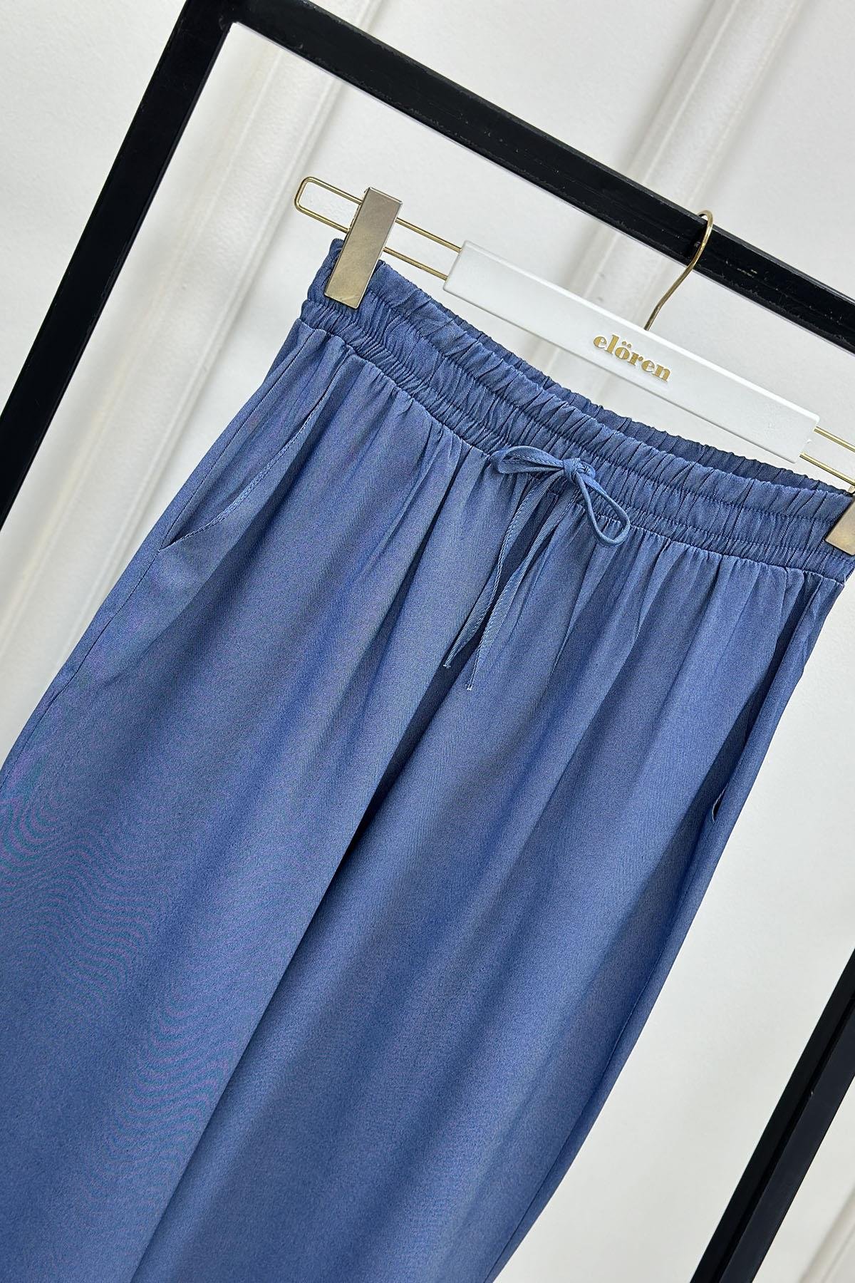 PantolonArmine Trend Bol Paça Tensel Kadın Pantolon Mavi ARM 236