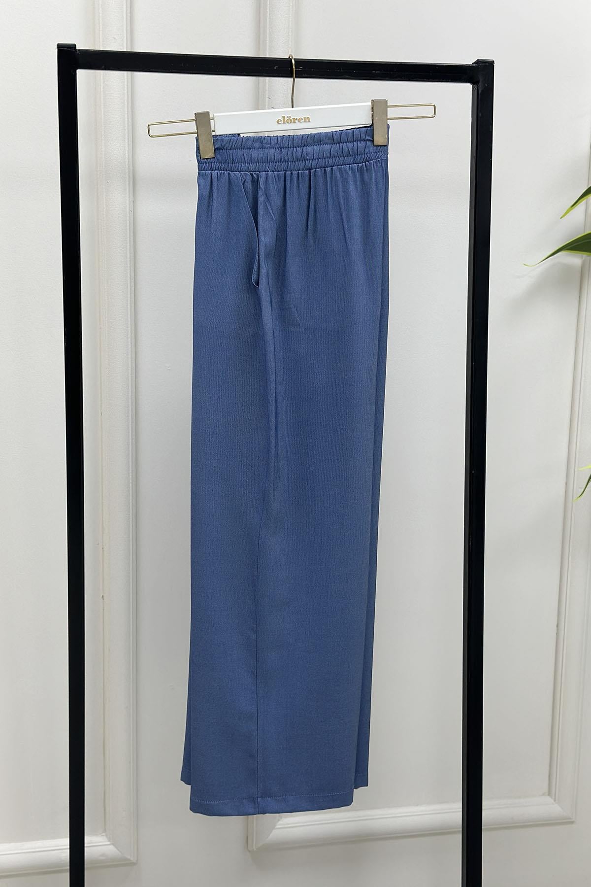 PantolonArmine Trend Bol Paça Tensel Kadın Pantolon Mavi ARM 236