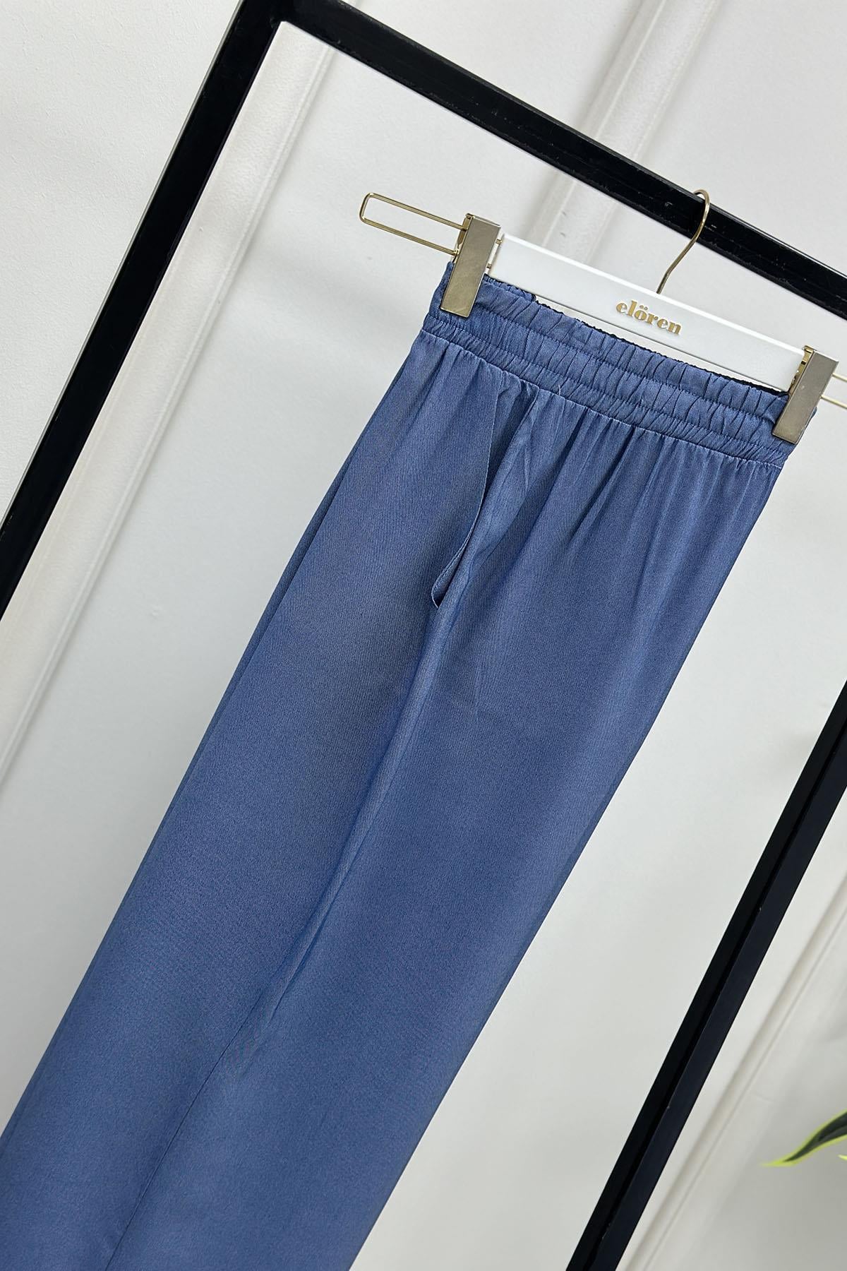 PantolonArmine Trend Bol Paça Tensel Kadın Pantolon Mavi ARM 236