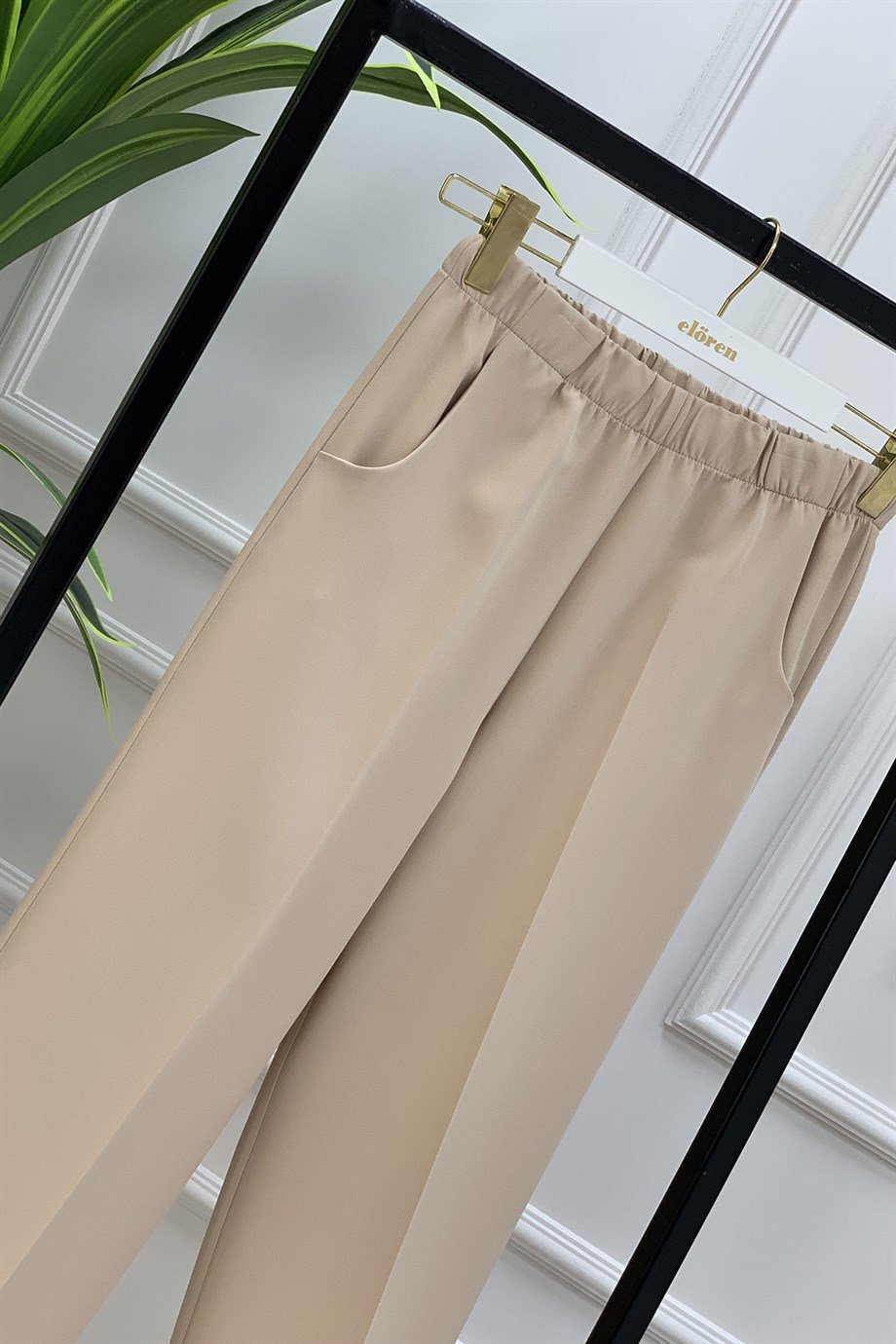 PantolonBol Paça Model Kadın Pantolon Bej 1193