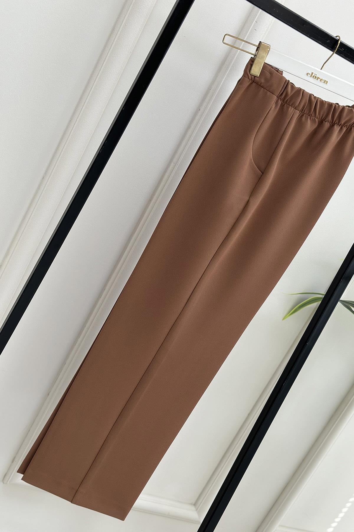 PantolonBol Paça Model Kadın Pantolon Koyu Vizon 1193
