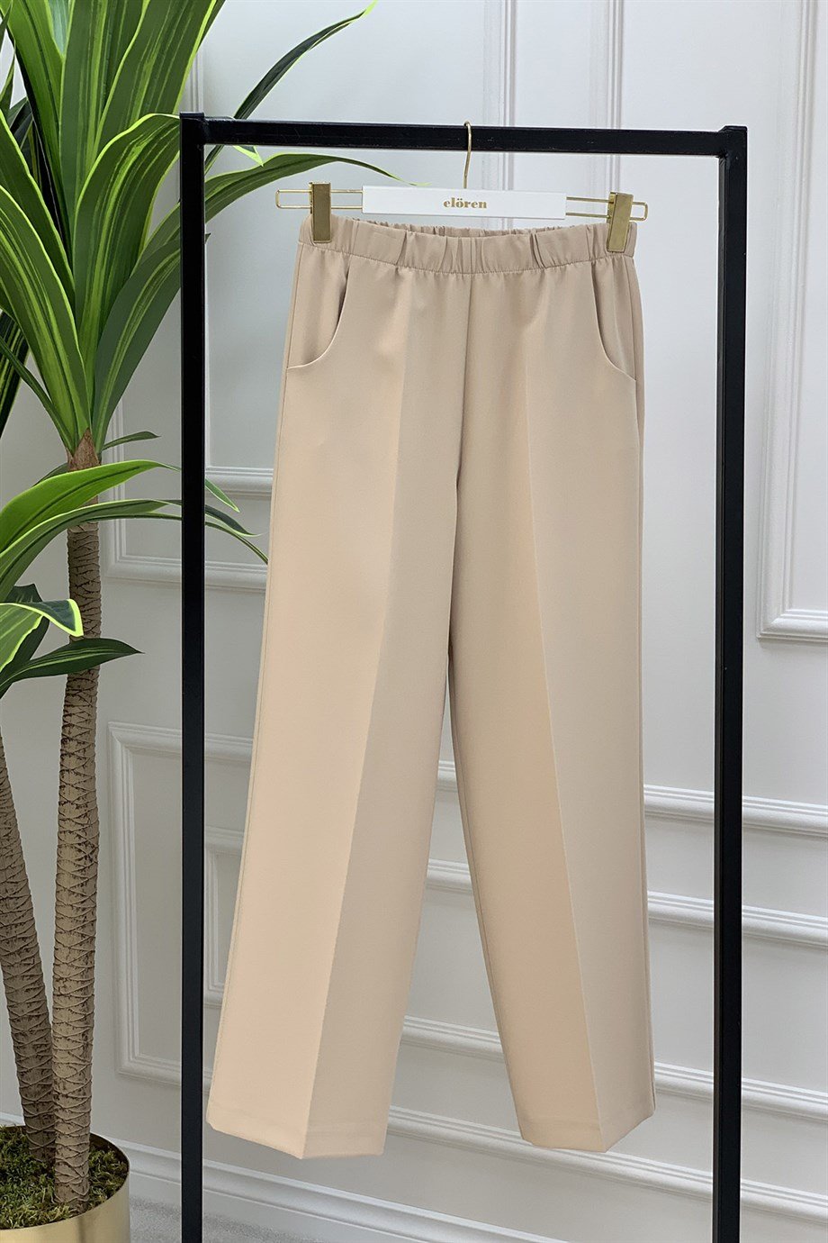 PantolonBol Paça Model Kadın Pantolon Bej 1193