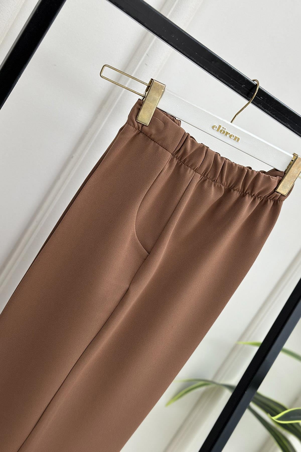 PantolonBol Paça Model Kadın Pantolon Koyu Vizon 1193
