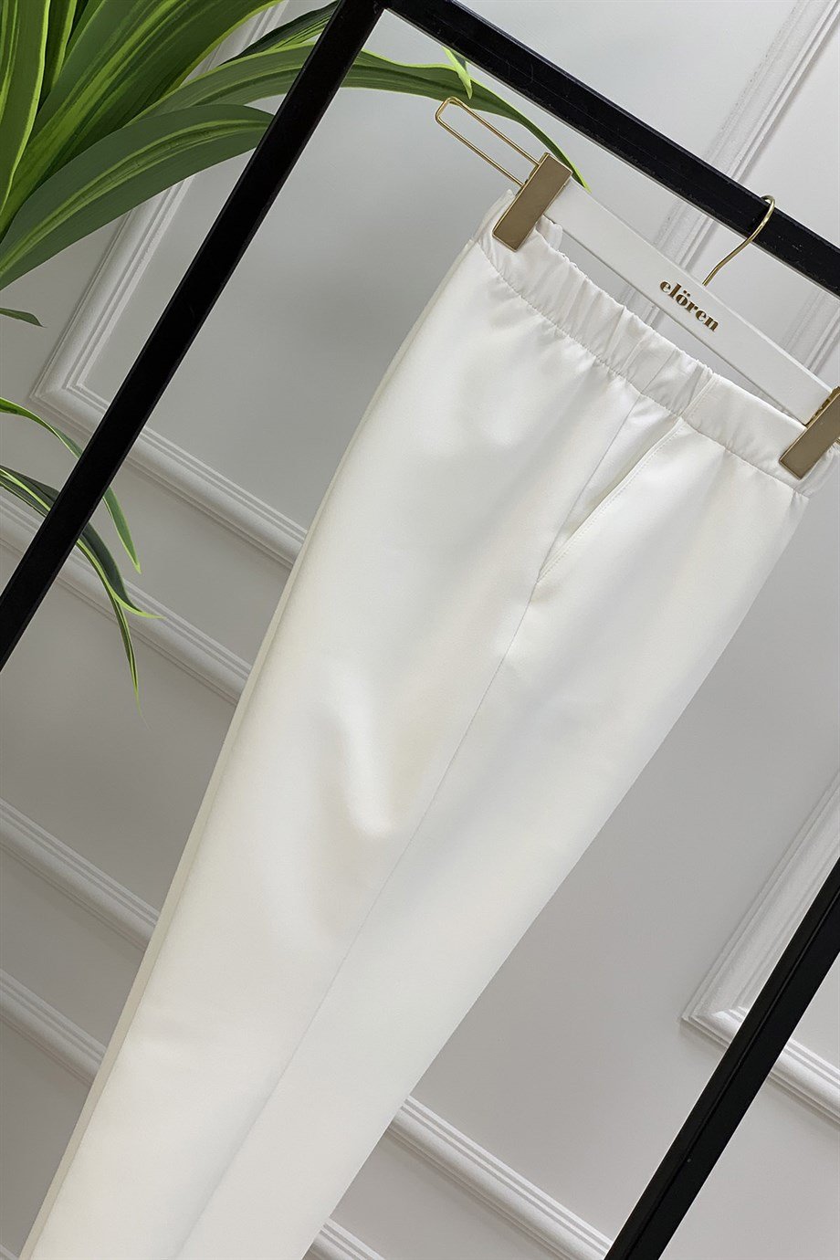 PantolonDar Paça Model Kadın Pantolon Beyaz 1309 