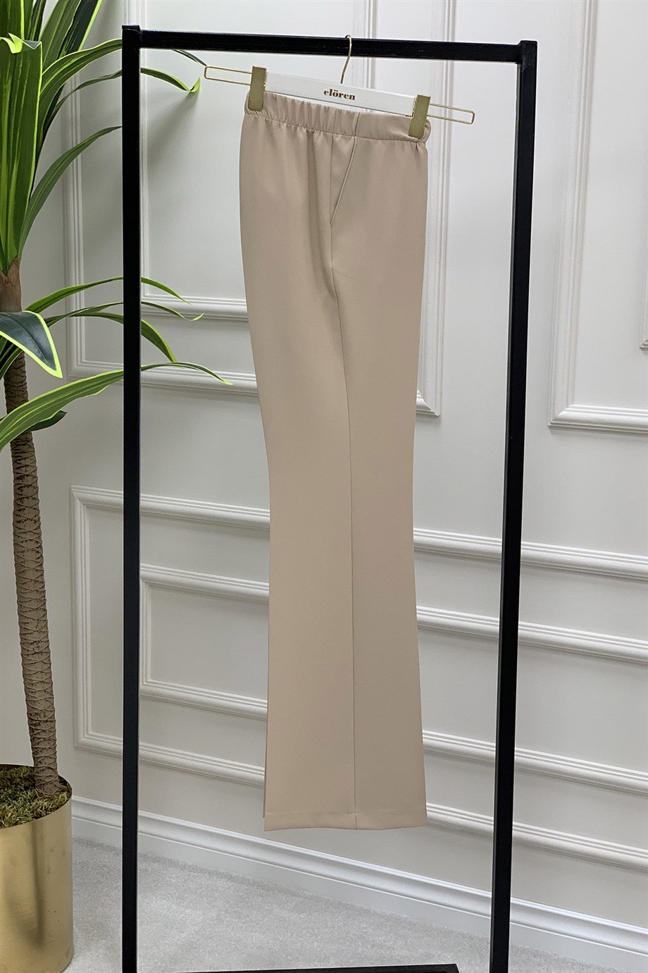 Pantolonİspanyol Paça Model Kadın Pantolon Bej 1308