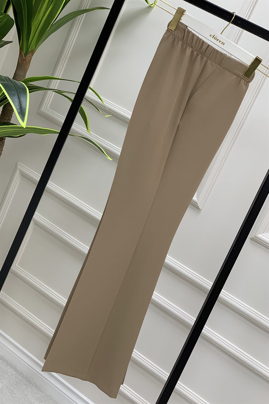 Pantolonİspanyol Paça Model Kadın Pantolon Açık Vizon 1308