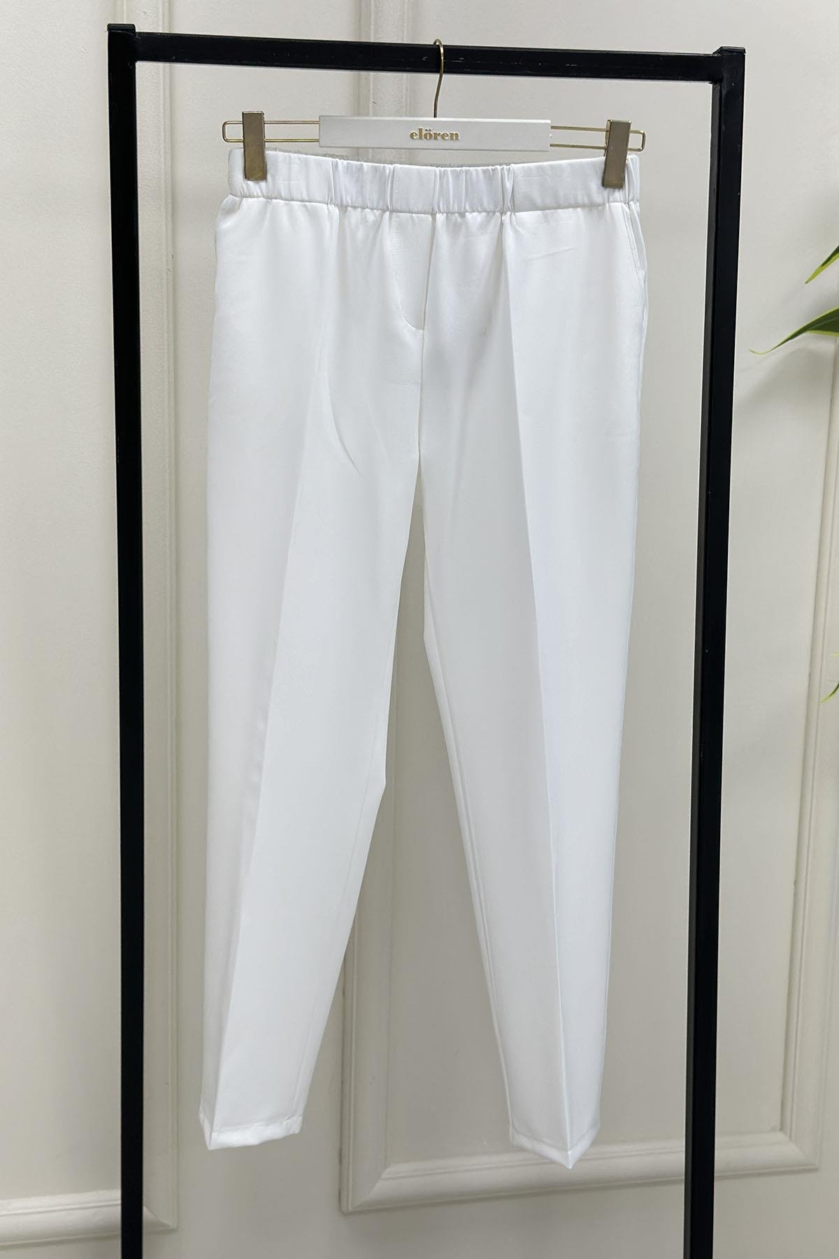 PantolonOzan Aydın Dar Paça Kadın Pantolon Beyaz OZN 5004