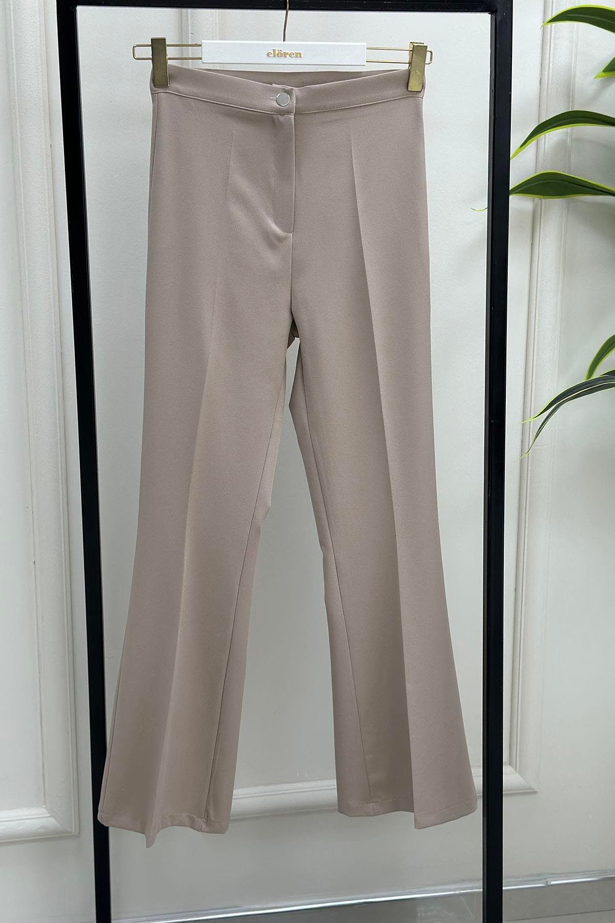 PantolonOzan Aydın İspanyol Paça Kadın Pantolon Bej OZN 5001 