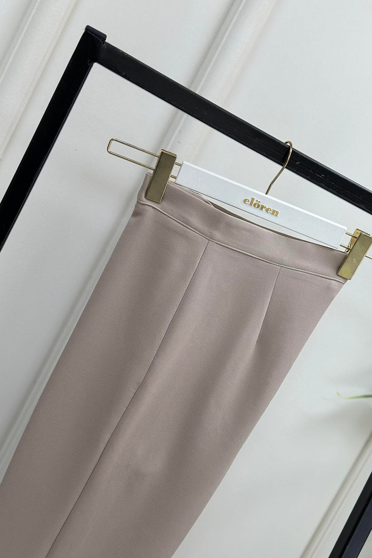 PantolonOzan Aydın İspanyol Paça Kadın Pantolon Bej OZN 5001 