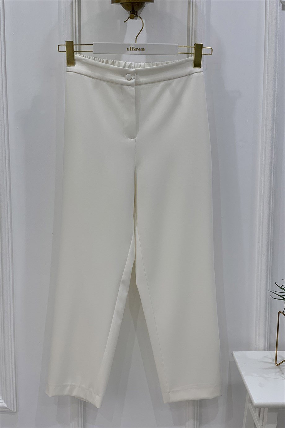 PantolonYusuf Özdemir Havuç Model Kadın Pantolon Ekru 1305
