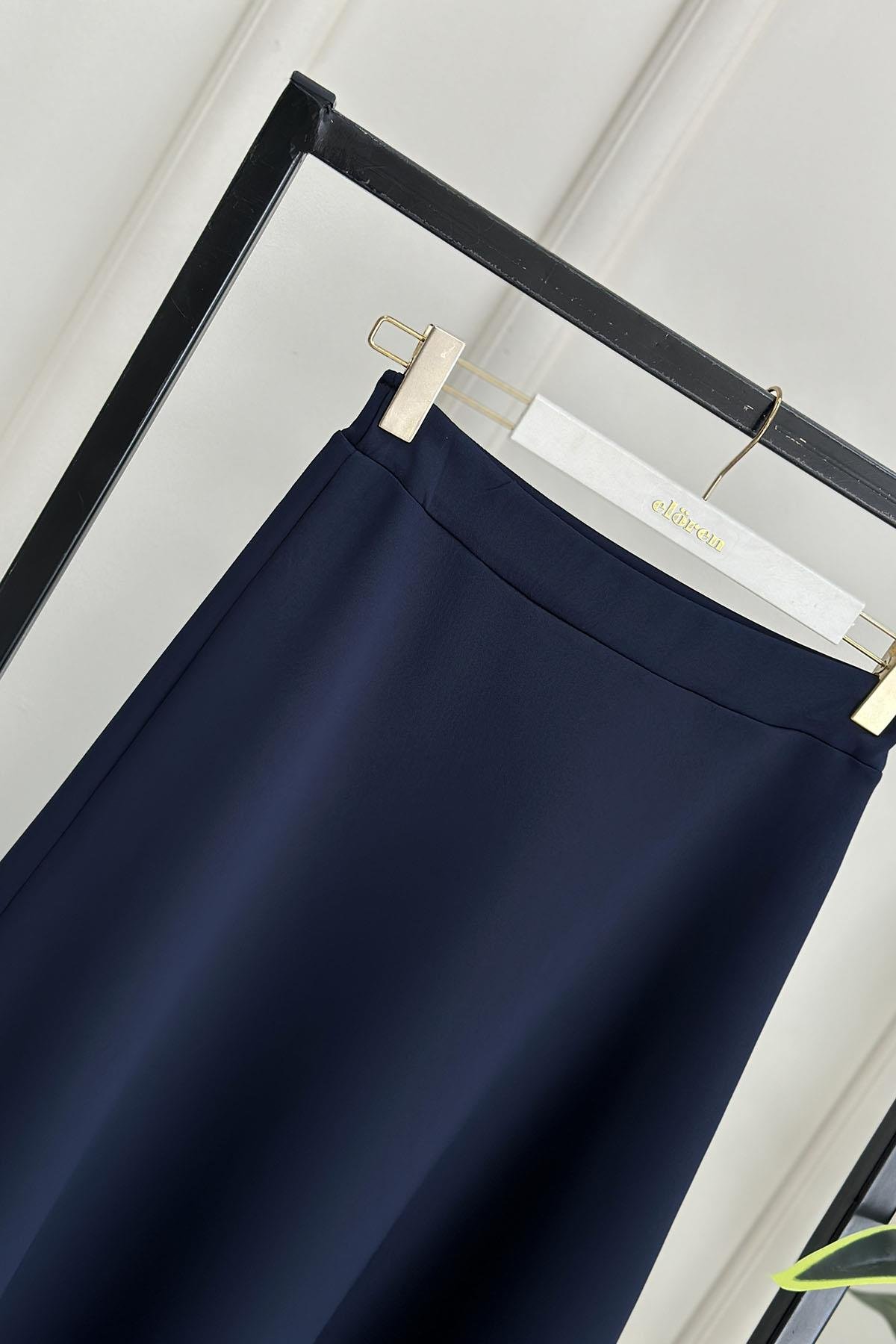 Tesettür EtekBeli Lastikli A Kesim Scuba Etek Lacivert AVZ 2600