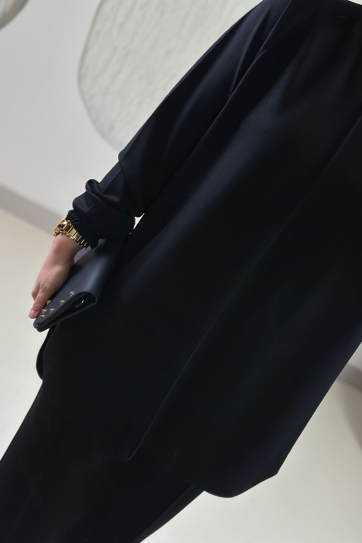 Tesettür Pantolonlu TakımReglan Kol Tunik ve Çimalı Pantolon Kadın İkili Takım Siyah GNR 268