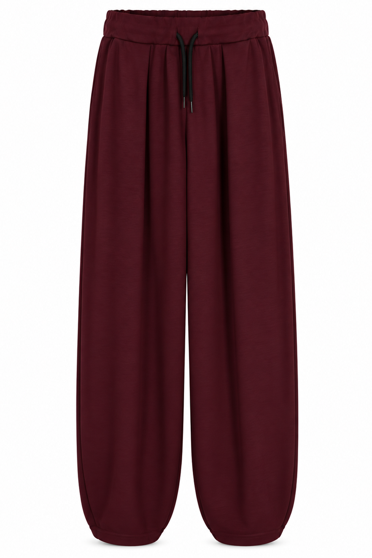 Tesettür PantolonŞalvar Kesim Beli Lastikli Oysho Kadın Pantolon Bordo GNR 267