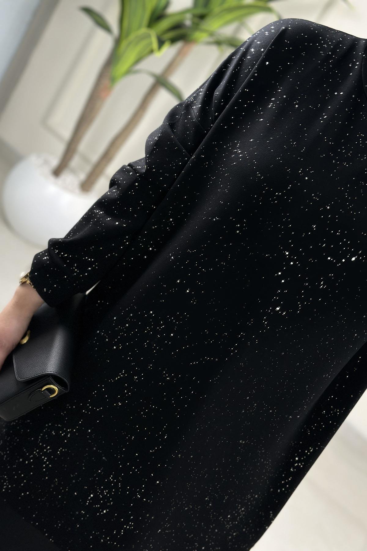 Tesettür Tunik ModelleriDüşük Omuz Sim Detaylı Kadın Oysho Tunik Siyah GNR 230