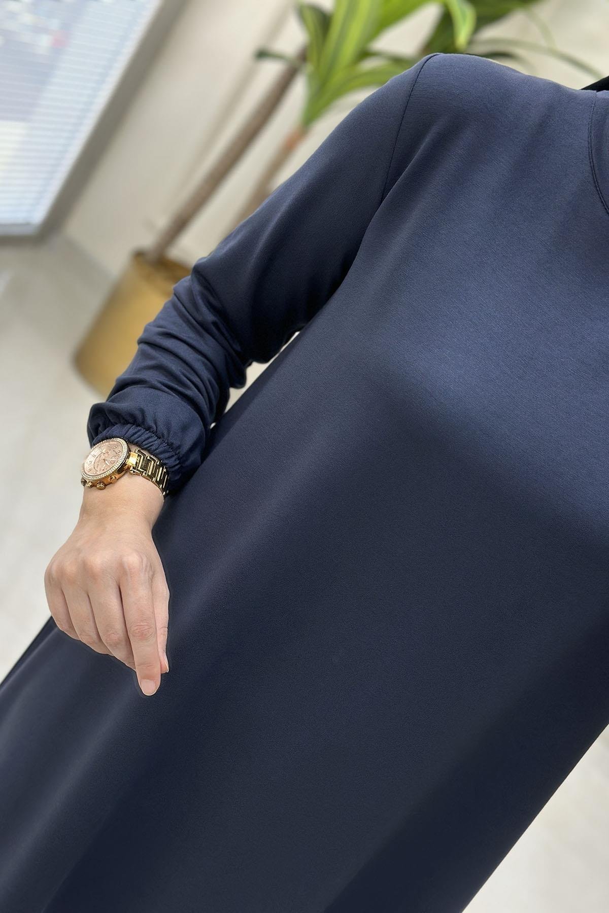 Tesettür Tunik ModelleriKolu Büzgü Detaylı Beyzik Kadın Tunik Antrasit KADO 257660