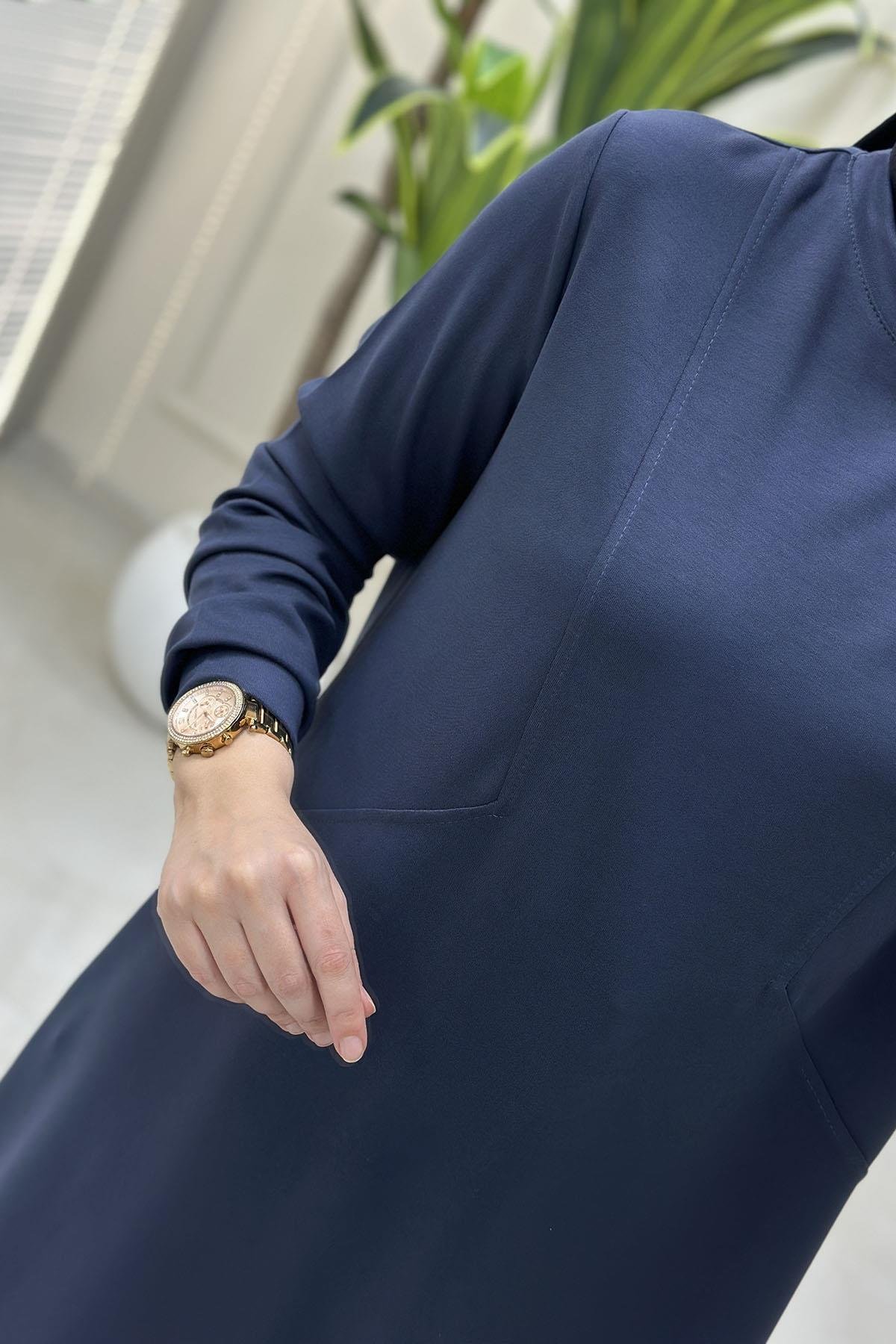 Tesettür Tunik ModelleriÖnü Dikiş Modelli Eteği Büzgülü Kadın Oysho Tunik Antrasit KADO 257318