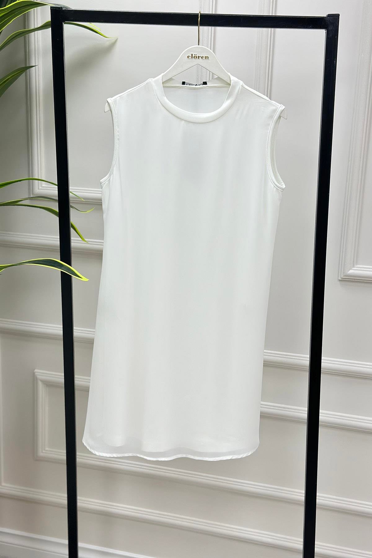 Tesettür TunikÖnü Şifon Sıfır Kol Kadın İçlik Beyaz OTTO 2001