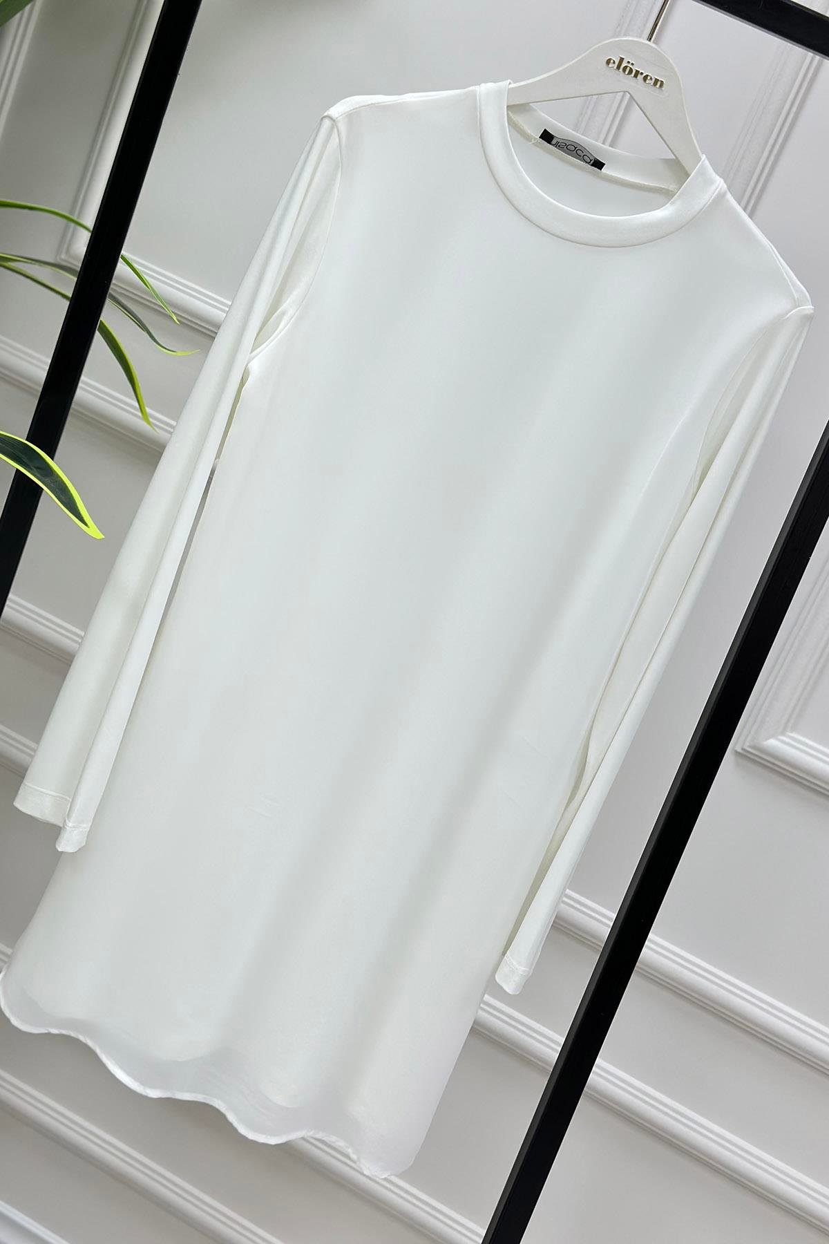 Tesettür TunikÖnü Şifon Uzun Kol Kadın İçlik Beyaz OTTO 2005