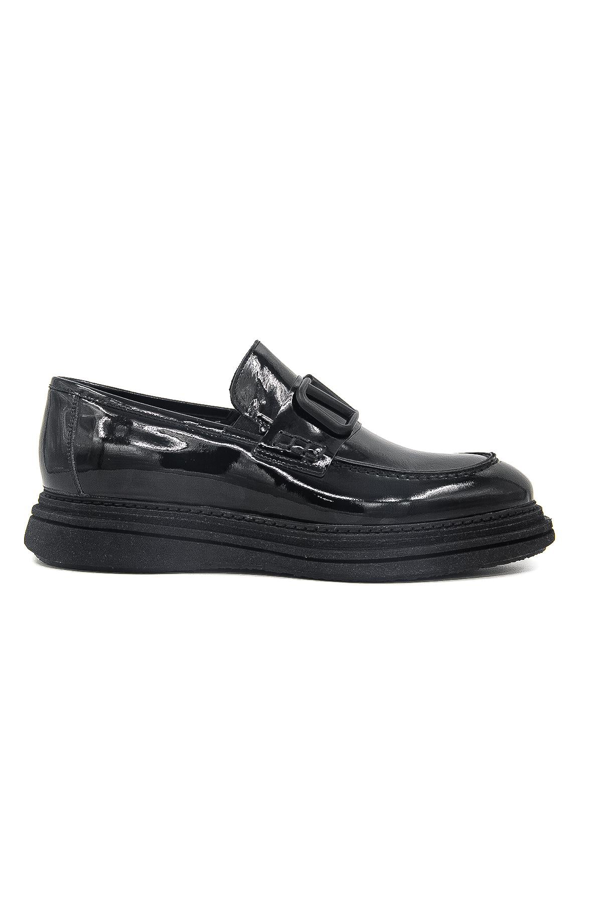 Luciano Bellini C22805-2 Erkek Loafer Ayakkabı - SİYAH RUGAN