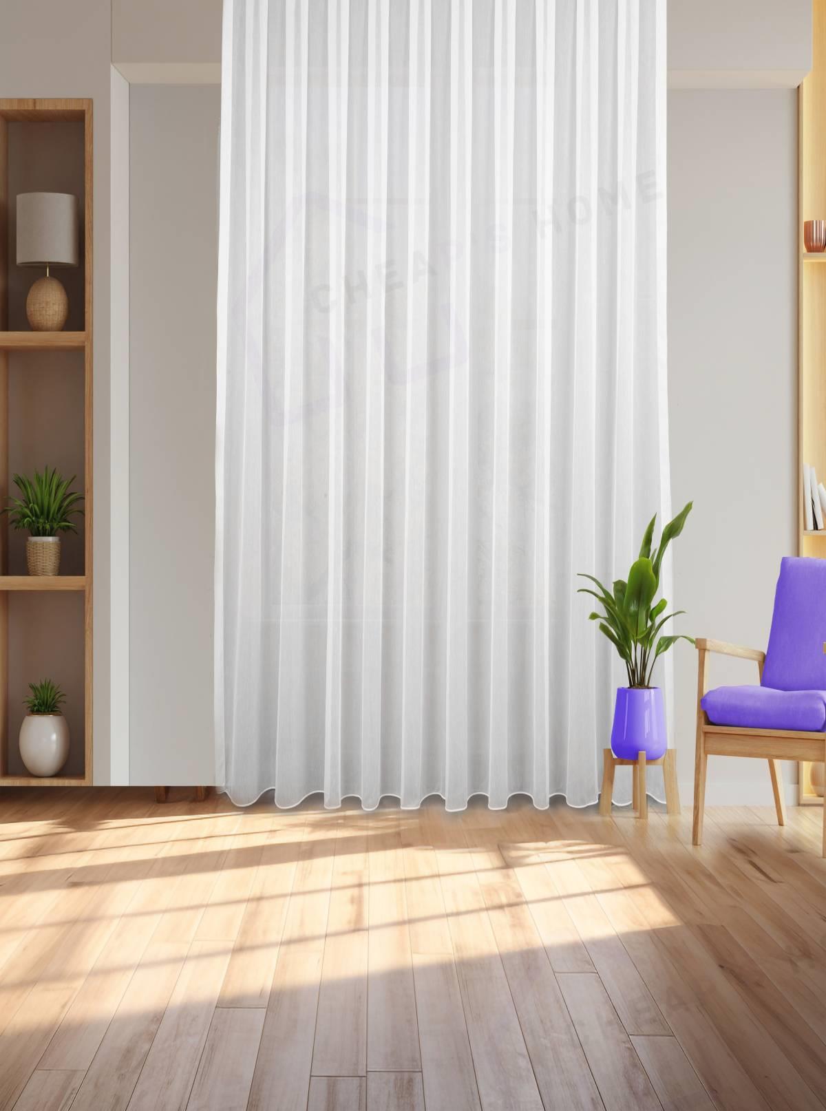 Bambu Şantuk Simli Tül Perde Seyrek Pile (1x2)