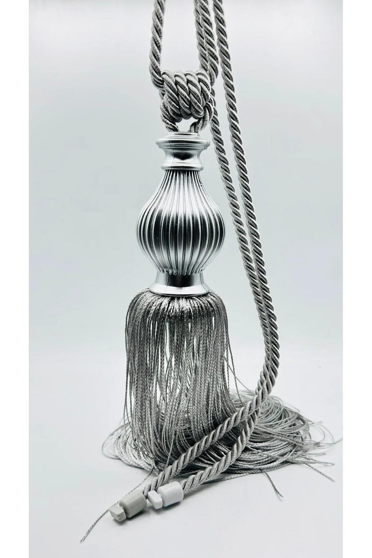 Lüks Topuz Detay Püskülllü Tavandan Asmalı Toplama Perde Aksesuarı (Braçol)