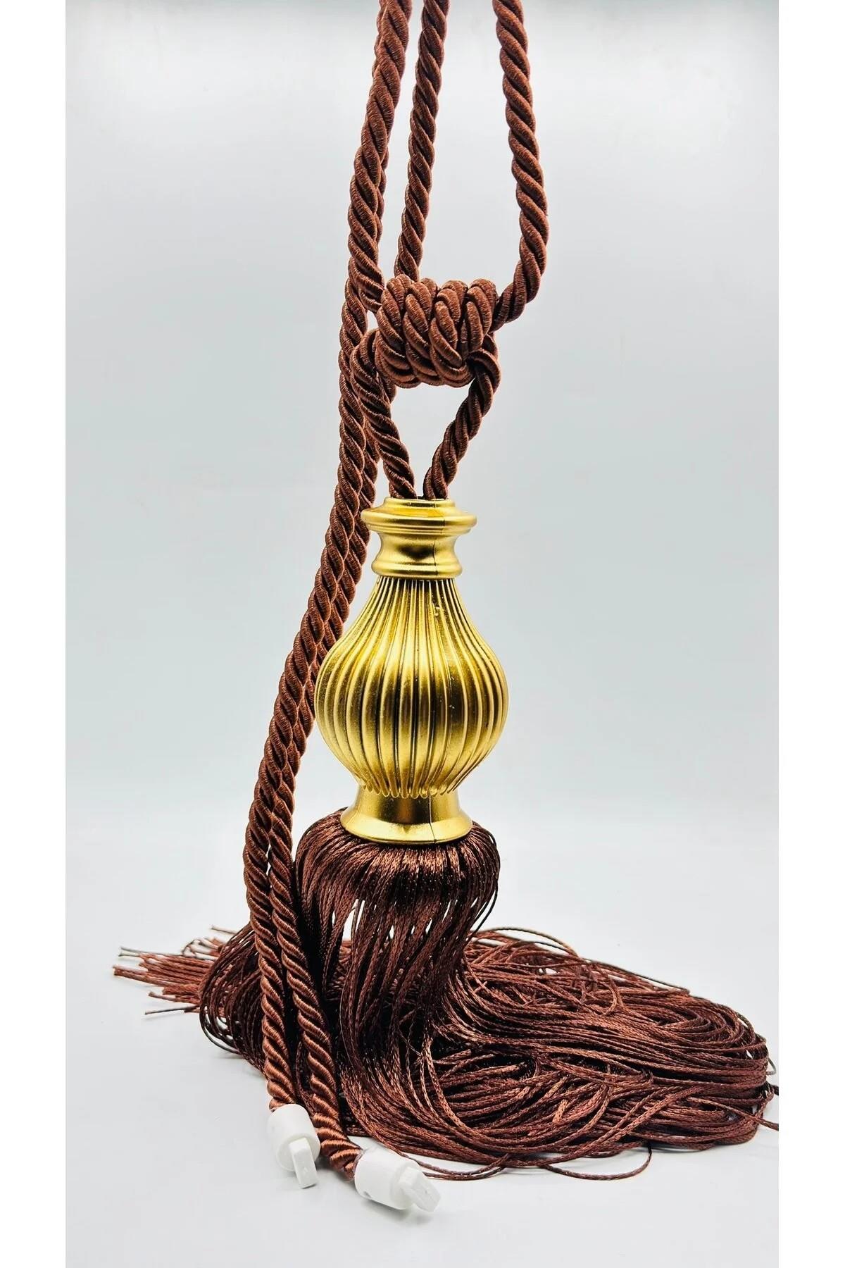 Lüks Topuz Detay Püskülllü Tavandan Asmalı Toplama Perde Aksesuarı (Braçol)