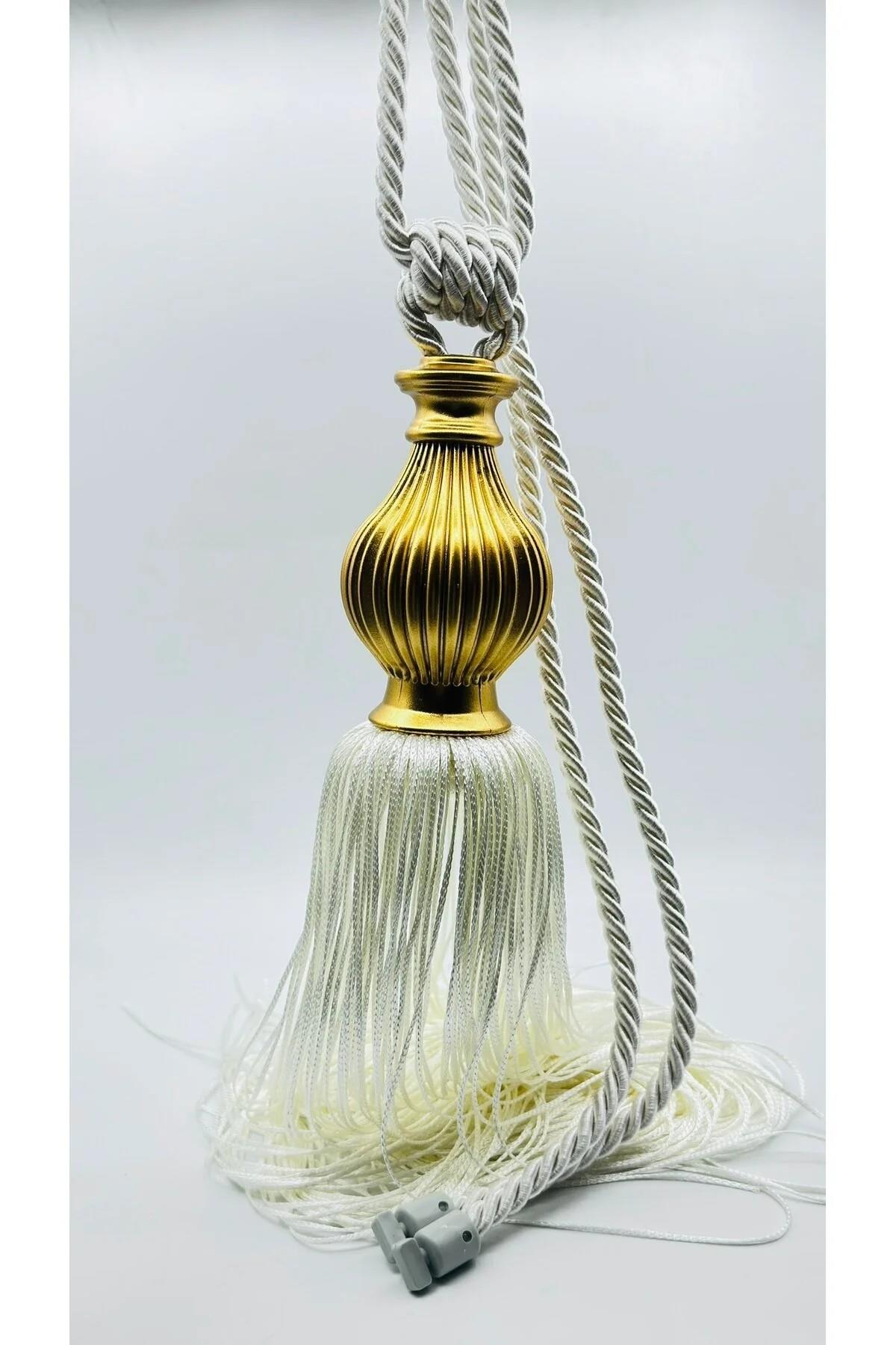 Lüks Topuz Detay Püskülllü Tavandan Asmalı Toplama Perde Aksesuarı (Braçol)