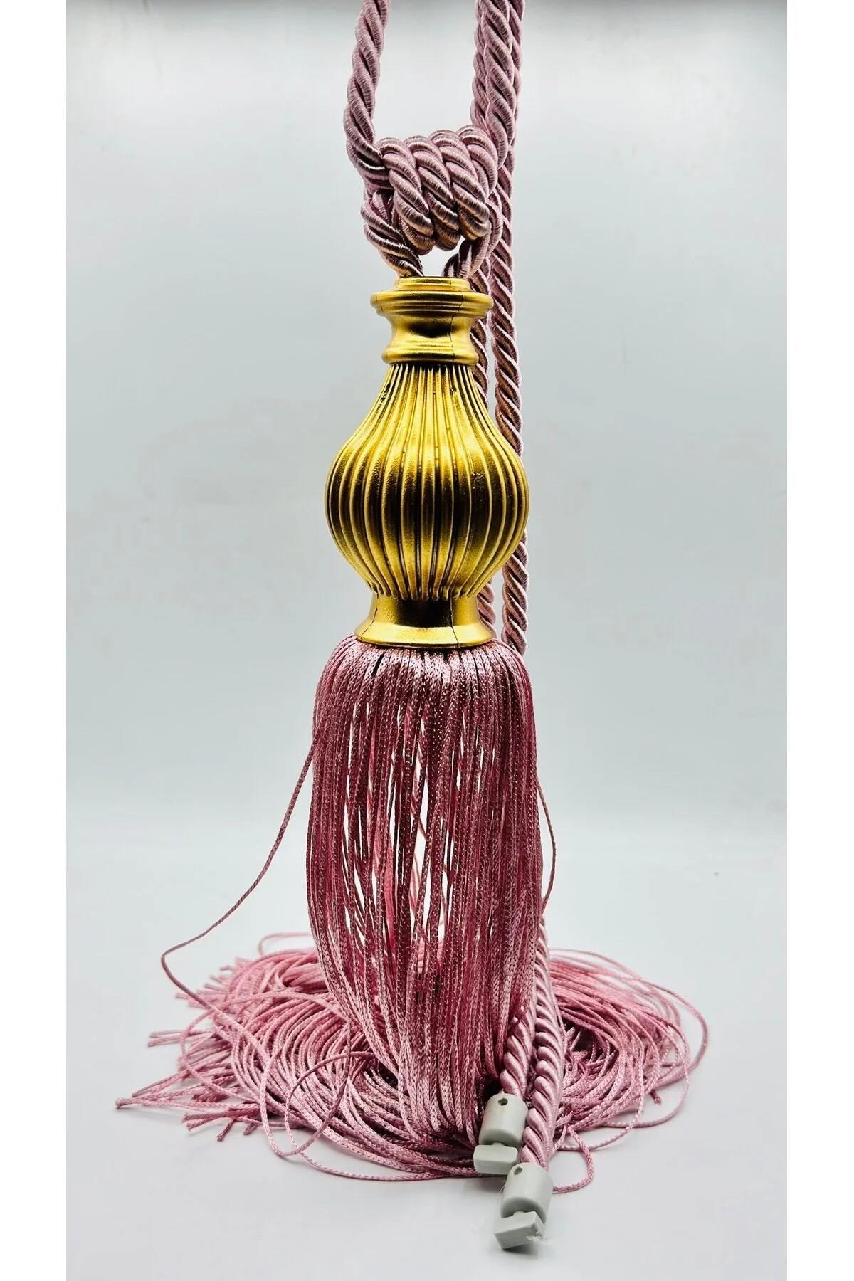 Lüks Topuz Detay Püskülllü Tavandan Asmalı Toplama Perde Aksesuarı (Braçol)