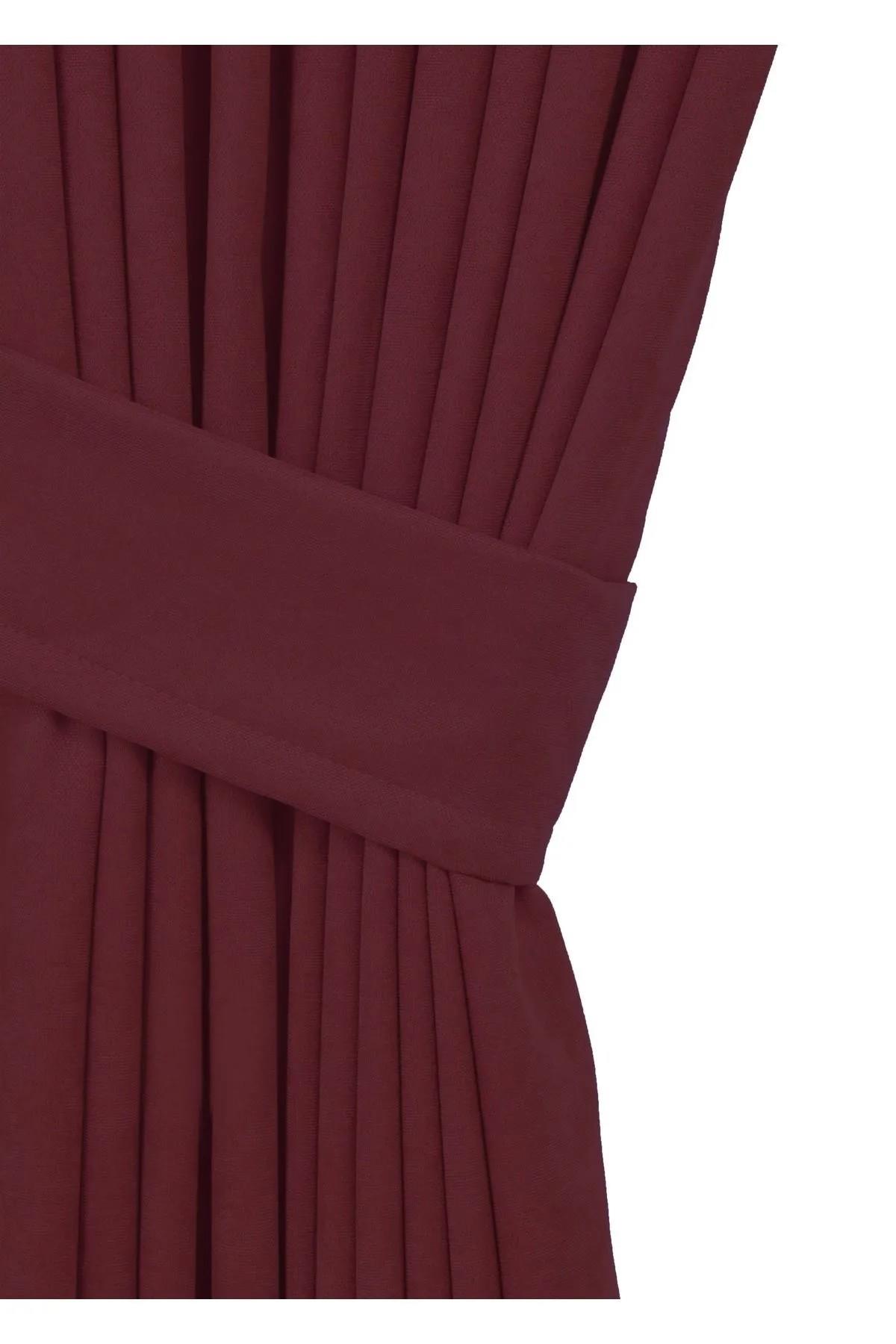 Bordo Kadife Seyrek Pileli Fon Perde (1x2)