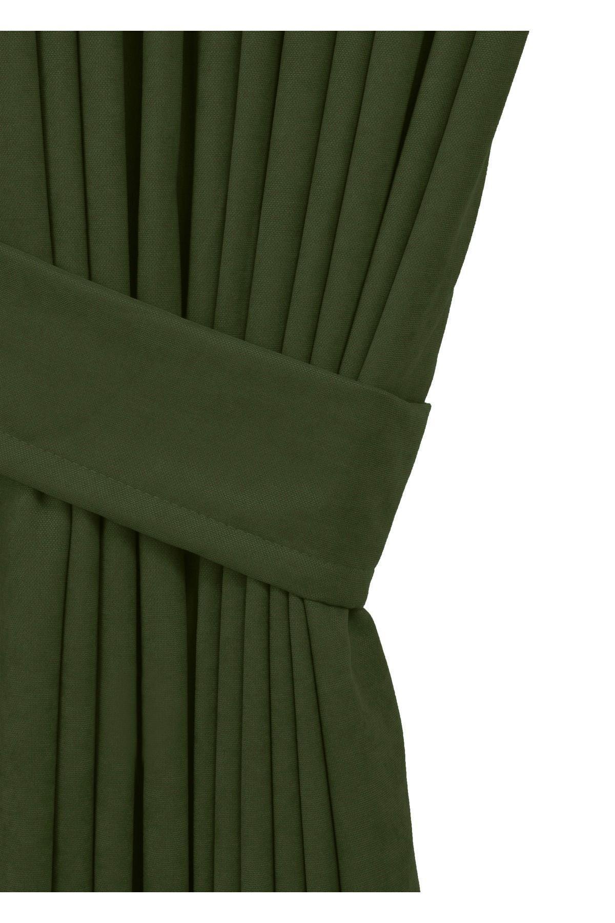 Çimen Yeşili Kadife Seyrek Pileli Fon Perde (1x2)