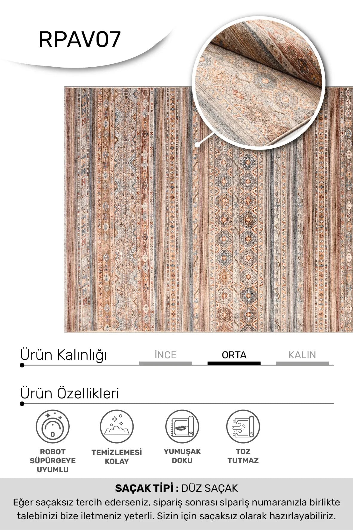AVEN -Renkli -Oturma Odası,Salon- Robot Süpürgeye Uyumlu -Kolay Temizlenebilir