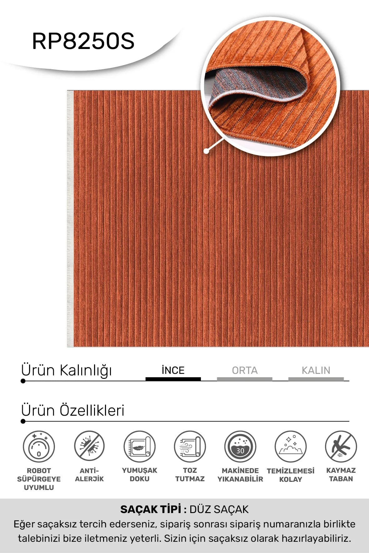 AYLA-KİREMİT - Özel Ölçü-Oturma Odası, Koridor Halısı-Kaymaz Taban-Robot Süpürgeye Uyumlu-Kolay Temizlenebilir-Uygun Fiyat