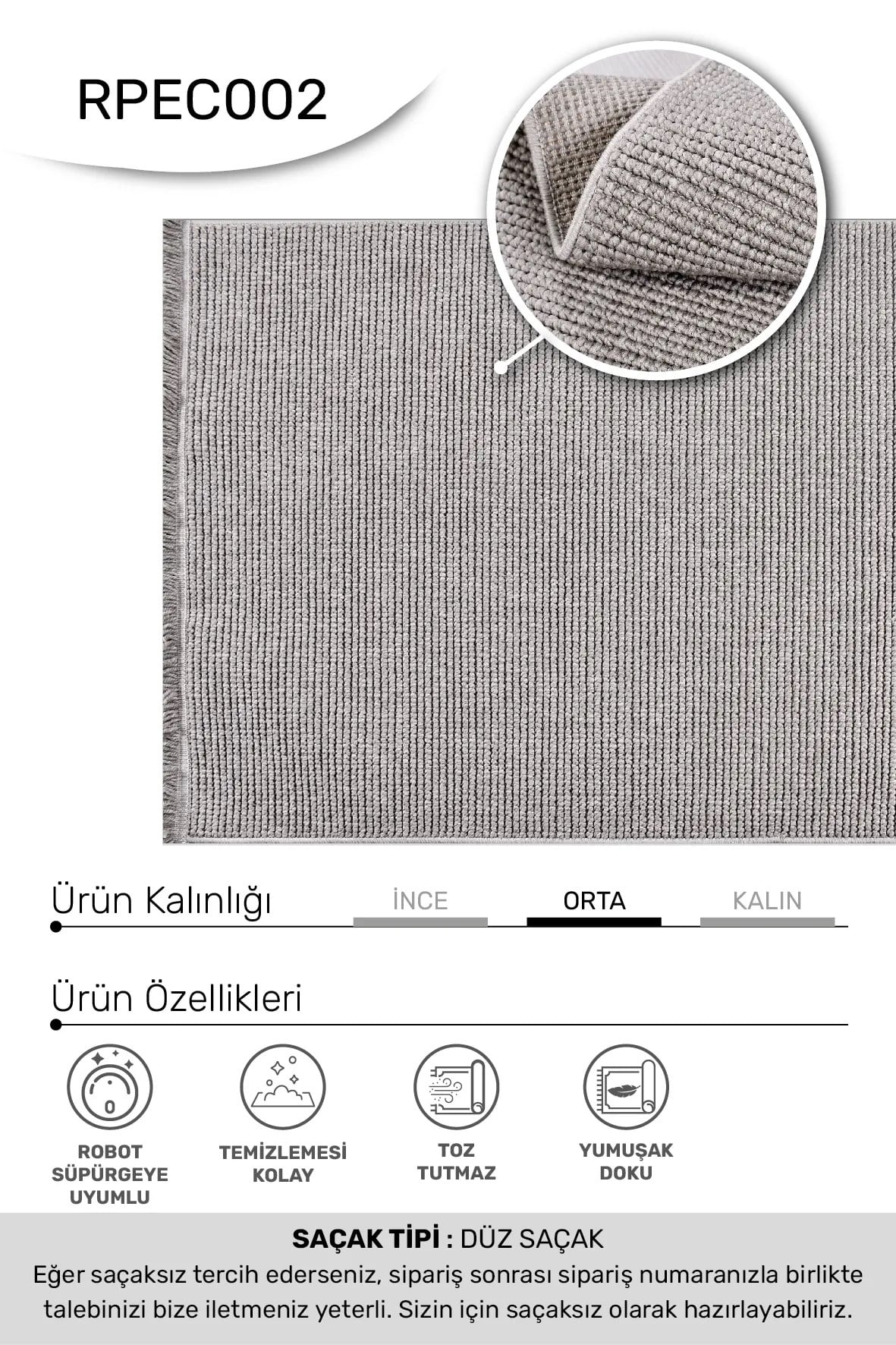 EKOL-Gri - Özel Ölçü-Oturma Odası,Mutfak, Koridor-Kaydırmaz Taban-Robot Süpürgeye Uyumlu-Kolay Temizlenebilir-Uygun Fiyat
