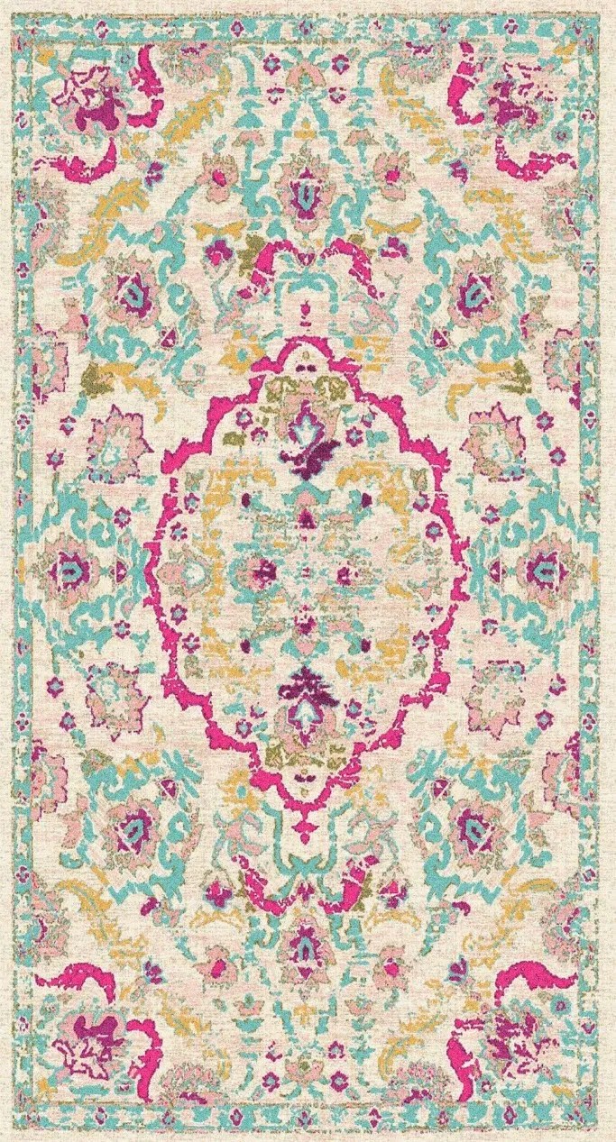 ELVAN-Ekru/Mint Yeşili/Pembe  - Mutfak,Oturma Odası,Salon,Koridor - Robot Süpürgeye Uyumlu-Kolay Temizlenebilir