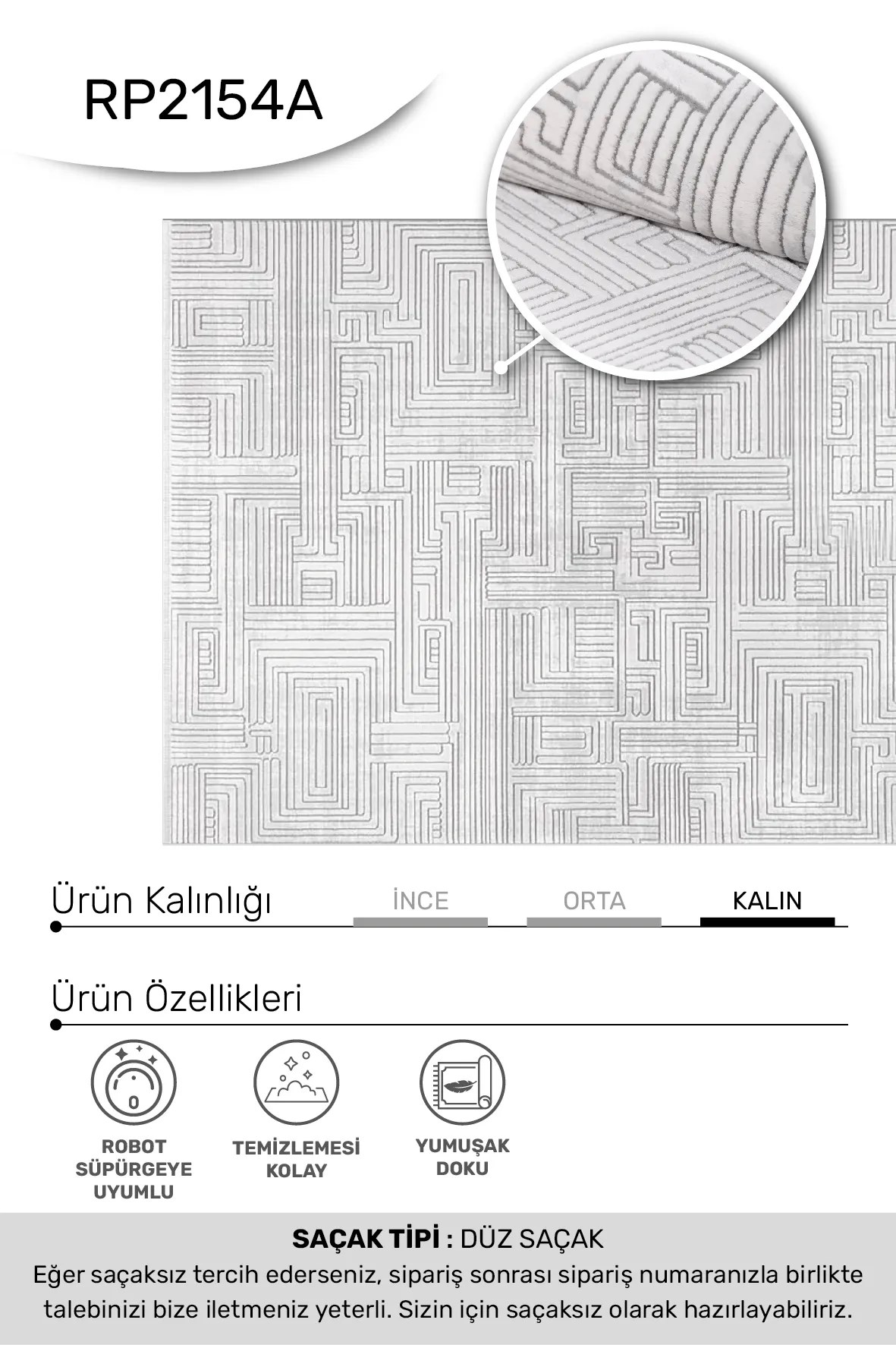 MACCA-Beyaz/Gri- Özel Ölçü-Salon,Oturma Odası ve Koridor Halısı-Robot Süpürgeye Uyumlu-Kolay Temizlenebilir-Uygun Fiyat