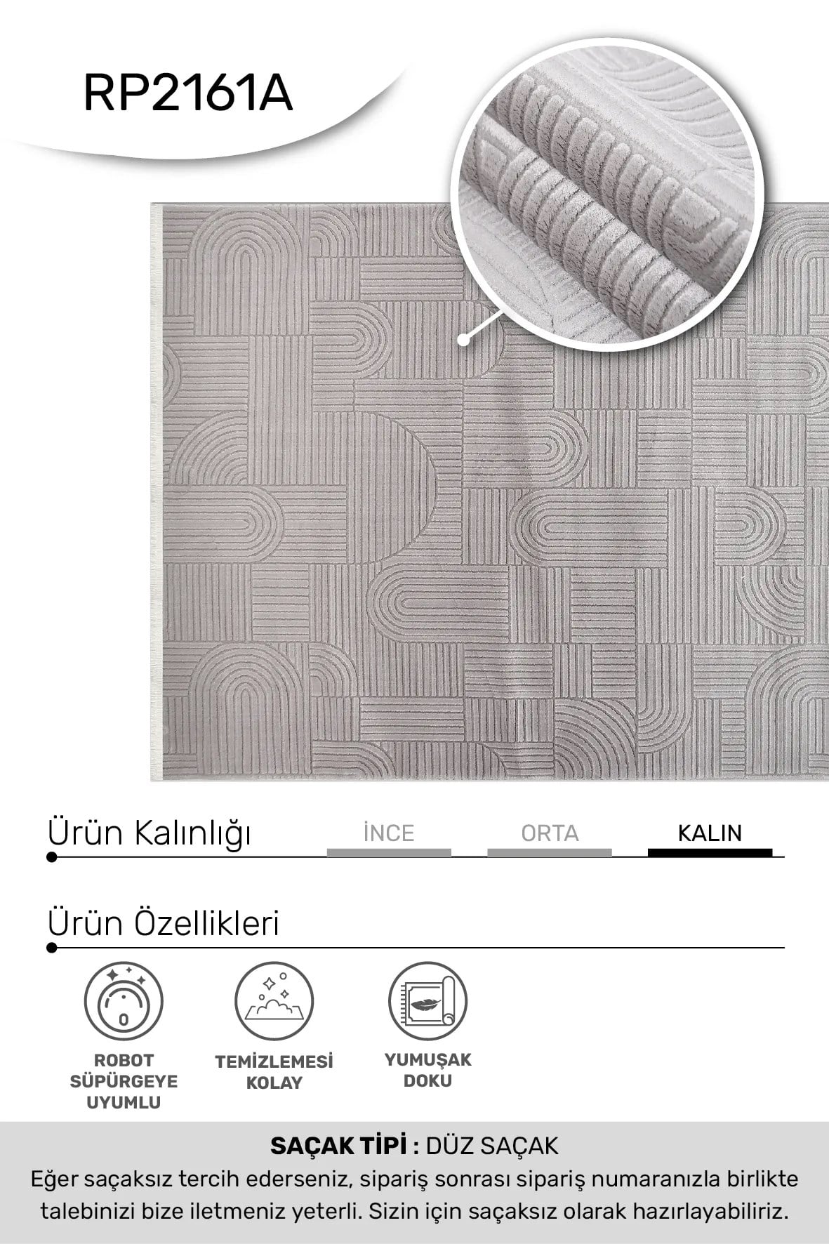 MACCA-Gri - Özel Ölçü-Salon,Oturma Odası ve Koridor Halısı-Robot Süpürgeye Uyumlu-Kolay Temizlenebilir-Uygun Fiyat