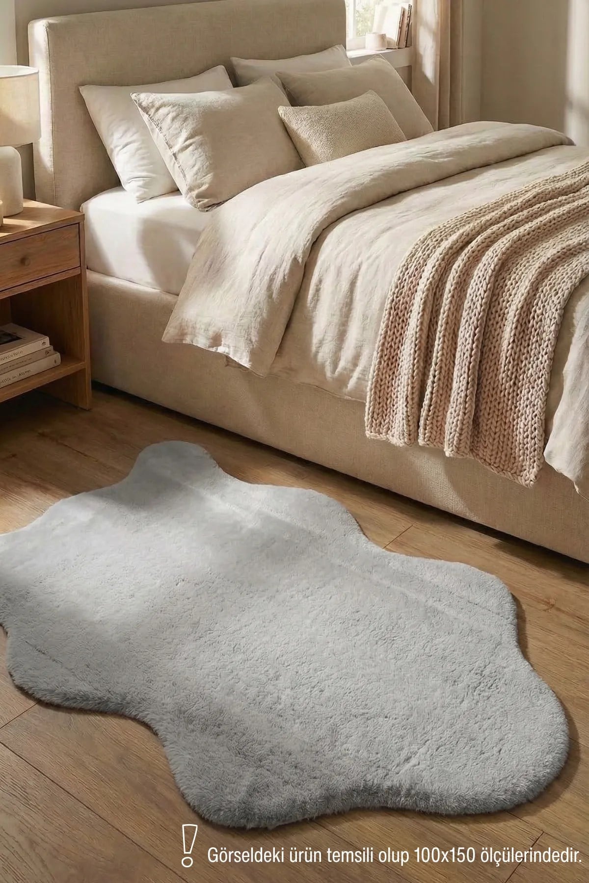 POLY Peluş Post Şeklinde Halı-Gri- Salon-Antre-Oturma Odası-Yumuşak-Kaymaz Taban-Yıkanabilir–Modern-Uygun Fiyat