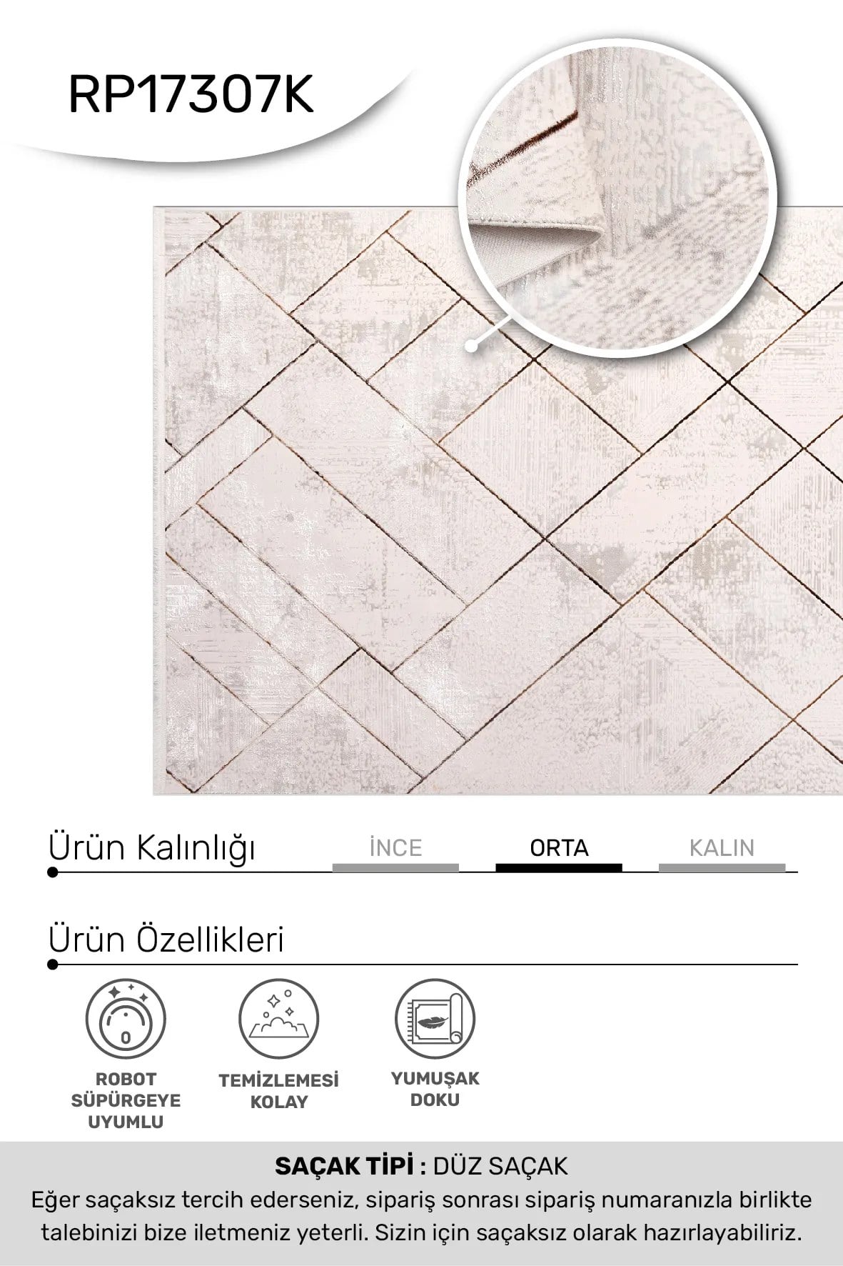 SAPPHİRE-Vizon/Kahve - Özel Ölçü-Salon,Oturma Odası ve Koridor Halısı-Robot Süpürgeye Uyumlu-Kolay Temizlenebilir-Uygun Fiyat