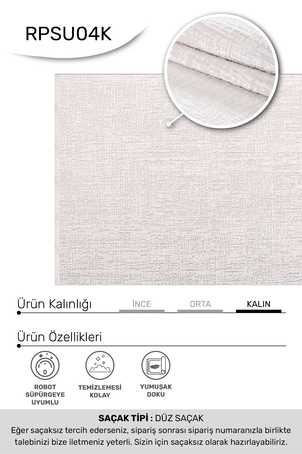SERRA-Krem/Bej - Özel Ölçü-Salon , Oturma Odası ve Koridor Halısı-Robot Süpürge Uyumlu-Kolay Temizlenebilir-Uygun Fiyat