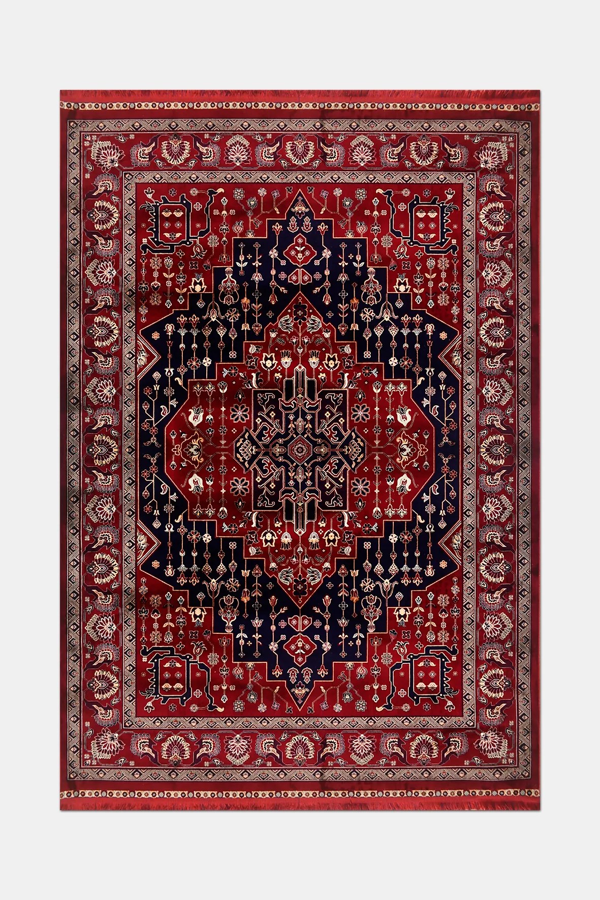 TALYA- Kırmızı / Lacivert - Sabit Ölçü- Oturma Odası,Salon - Robot Süpürgeye Uyumlu-Kolay Temizlenebilir