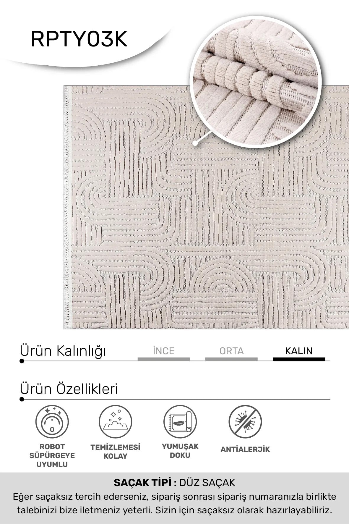 TİGANA-Vizon - Özel Ölçü-Salon, OturmaOdası ve Koridor Halısı-Robot Süpürgeye Uyumlu-Kolay Temizlenebilir-Uygun Fiyat