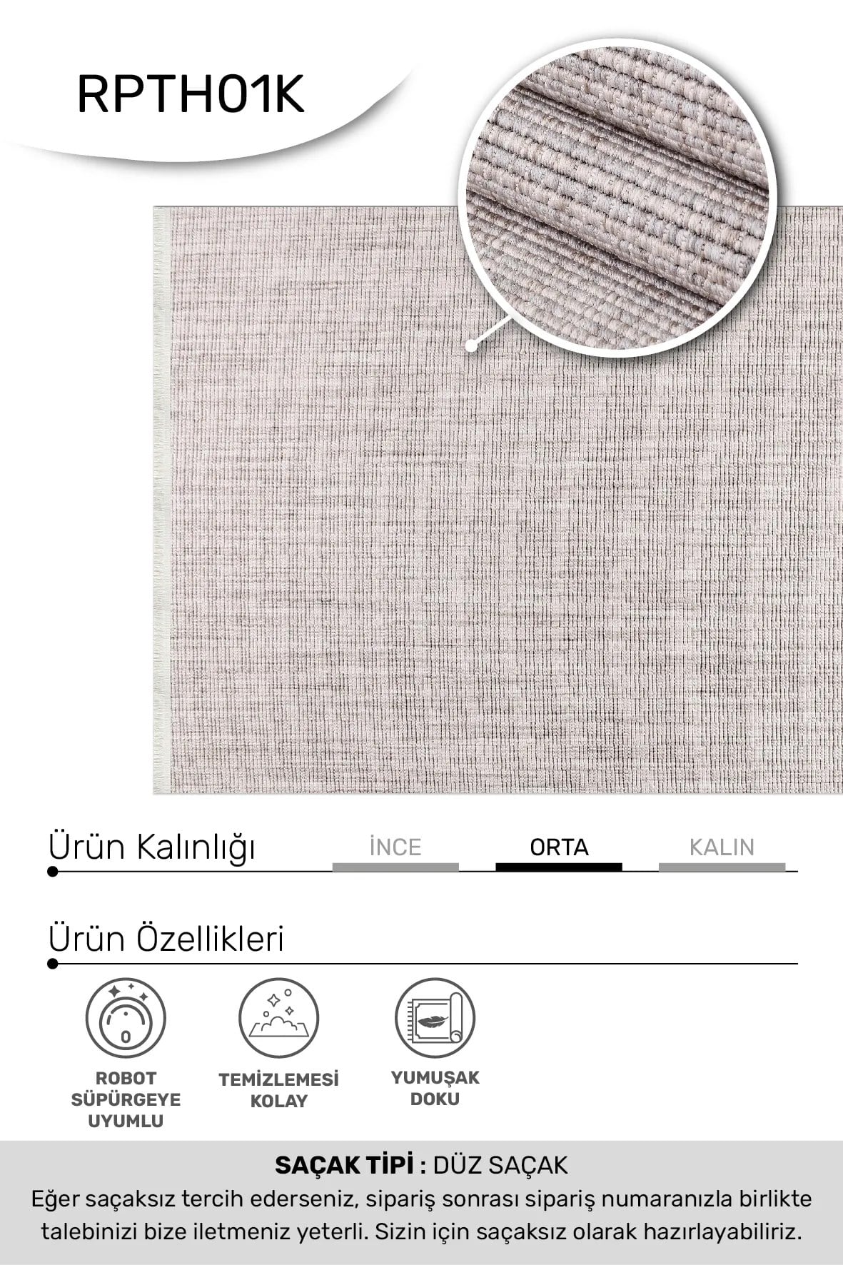 TUNA-Vizon/Bej- Özel Ölçü-Oturma Odası,Koridor halısı-Robot Süpürgeye Uyumlu-Kolay Temizlenebilir-Uygun Fiyat-dekoratif-bukleli