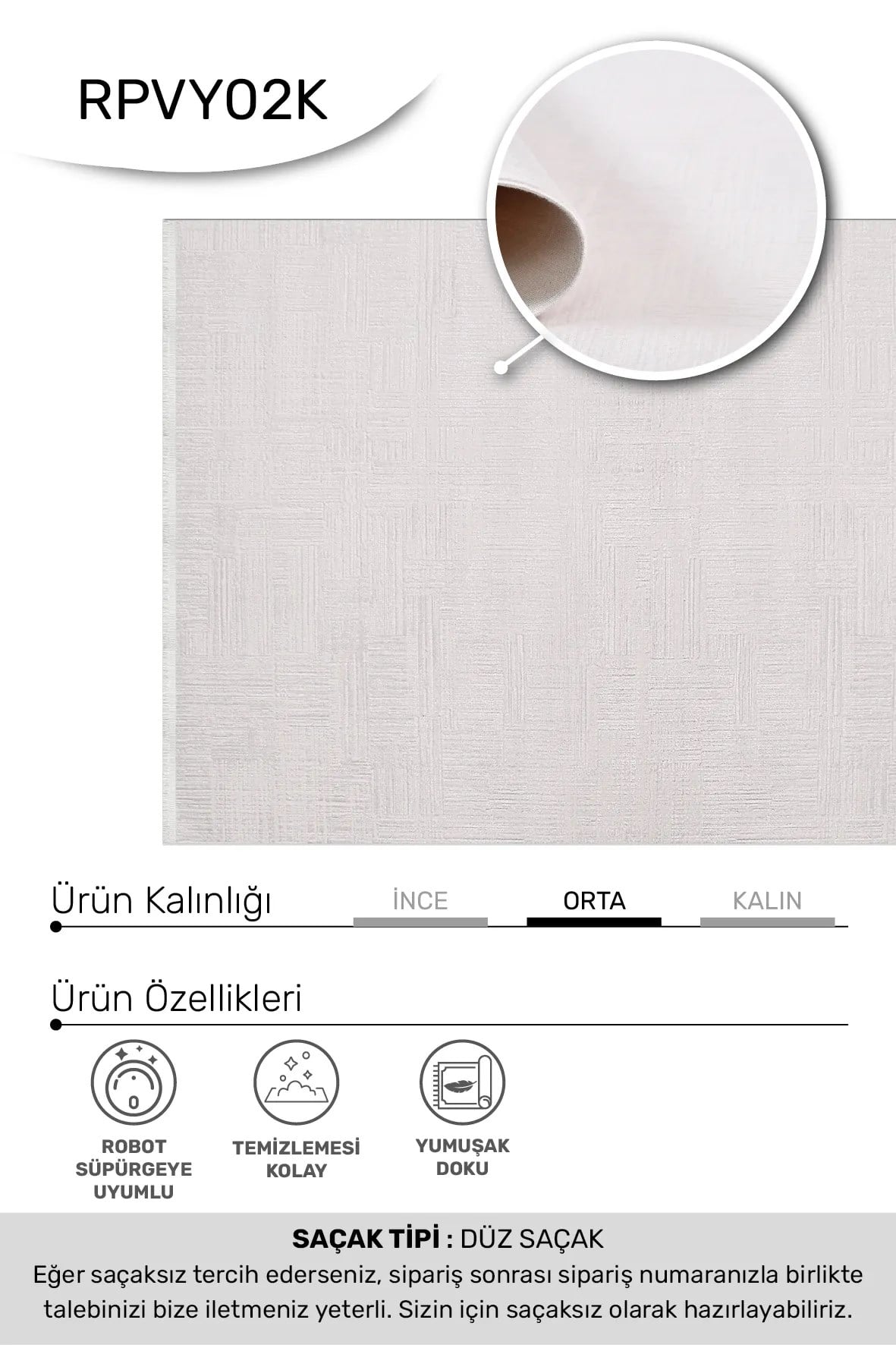 VİANORA- Krem- Özel Ölçü-Salon,Oturma Odası ve Koridor Halısı-Robot Süpürgeye Uyumlu-Kolay Temizlenebilir-Uygun Fiyat
